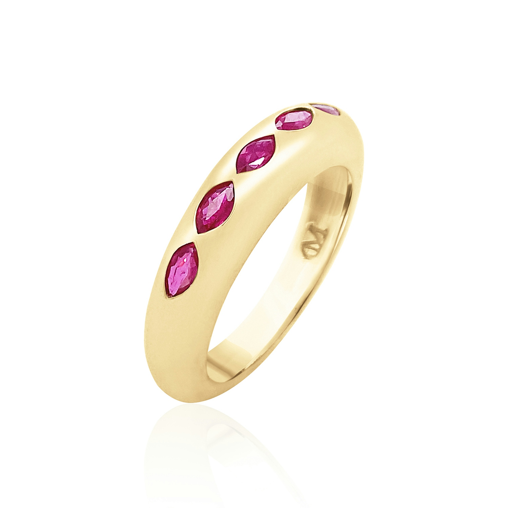 Vertical 14K Yellow Gold Nomad Marquise Pink Sapphire Skinny Ring