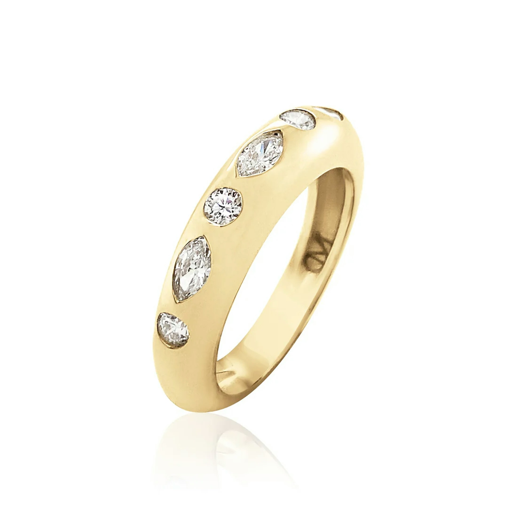 Vertical 14K Yellow Gold Nomad Diamond Skinny Ring