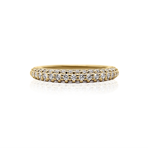 Vertical 14K Yellow Gold Nomad Pave Diamond Super Skinny Ring