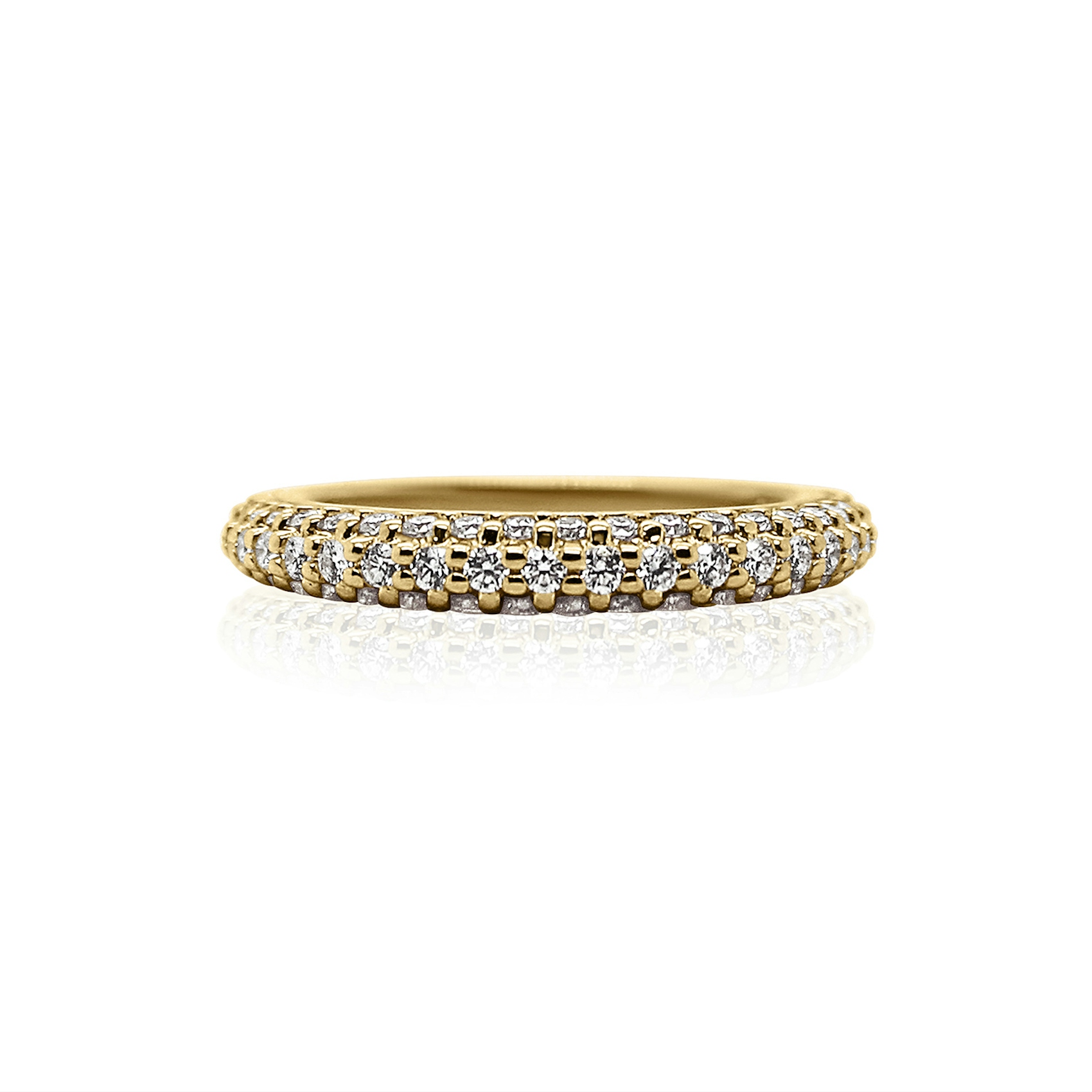Vertical 14K Yellow Gold Nomad Pave Diamond Super Skinny Ring