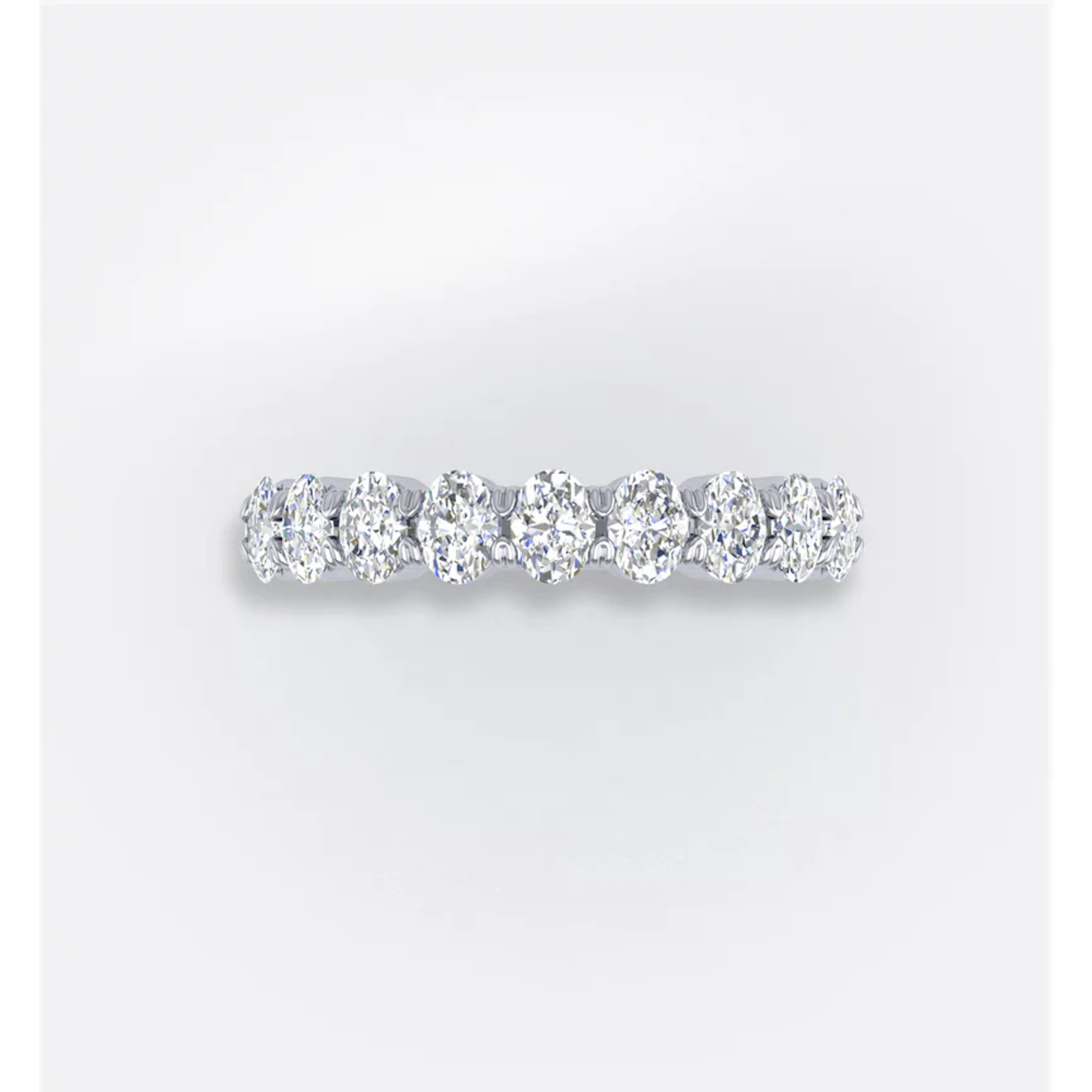 Vertical 18K White Gold Oval Diamond Band