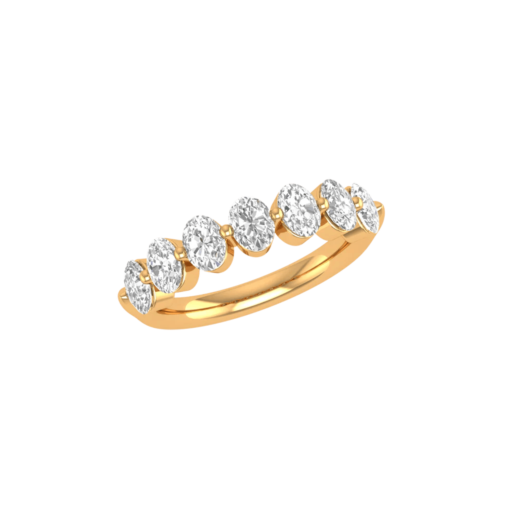 Vertical 18K Yellow Go Oval Diamond Band