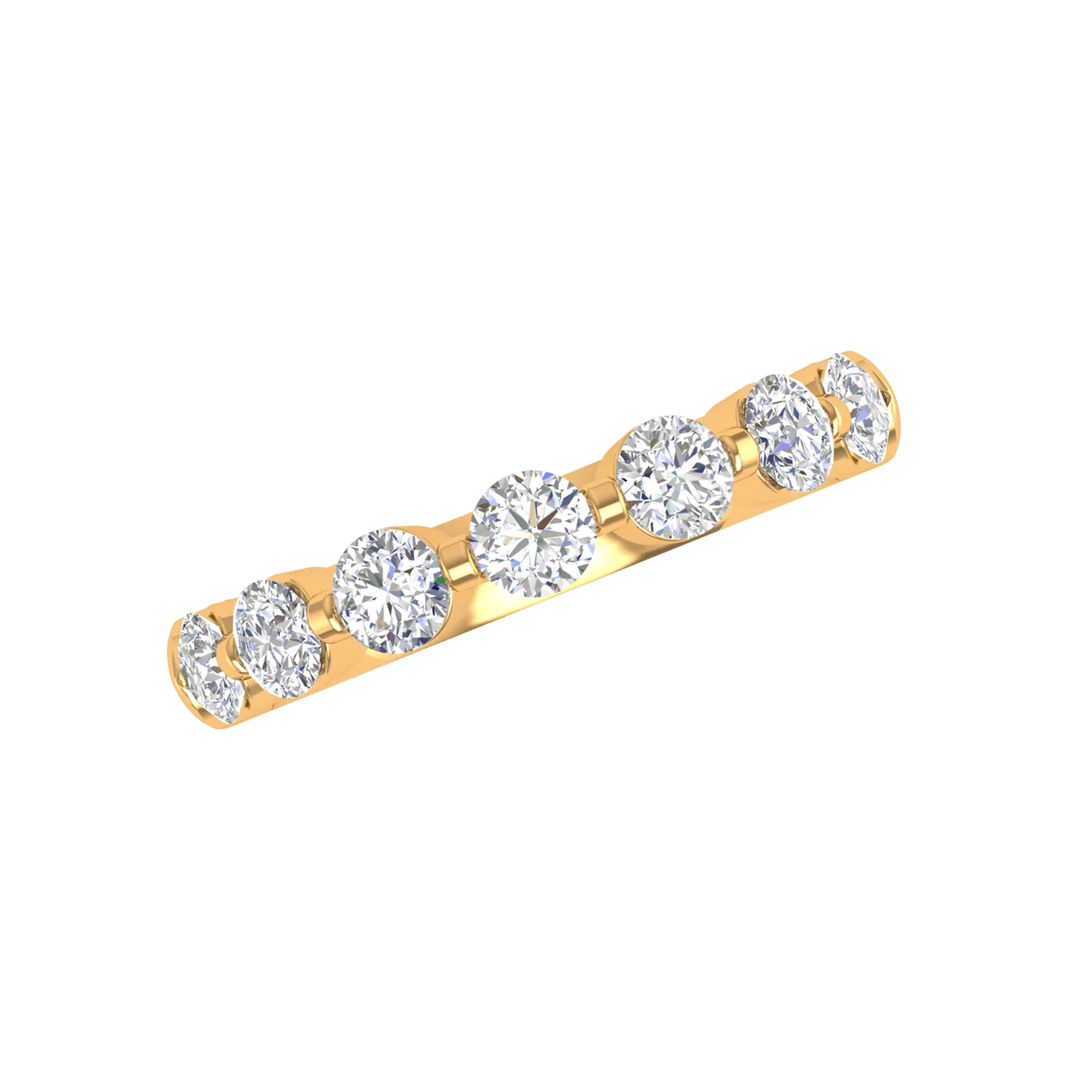 Vertical 18K Yellow Gold Diamond Band