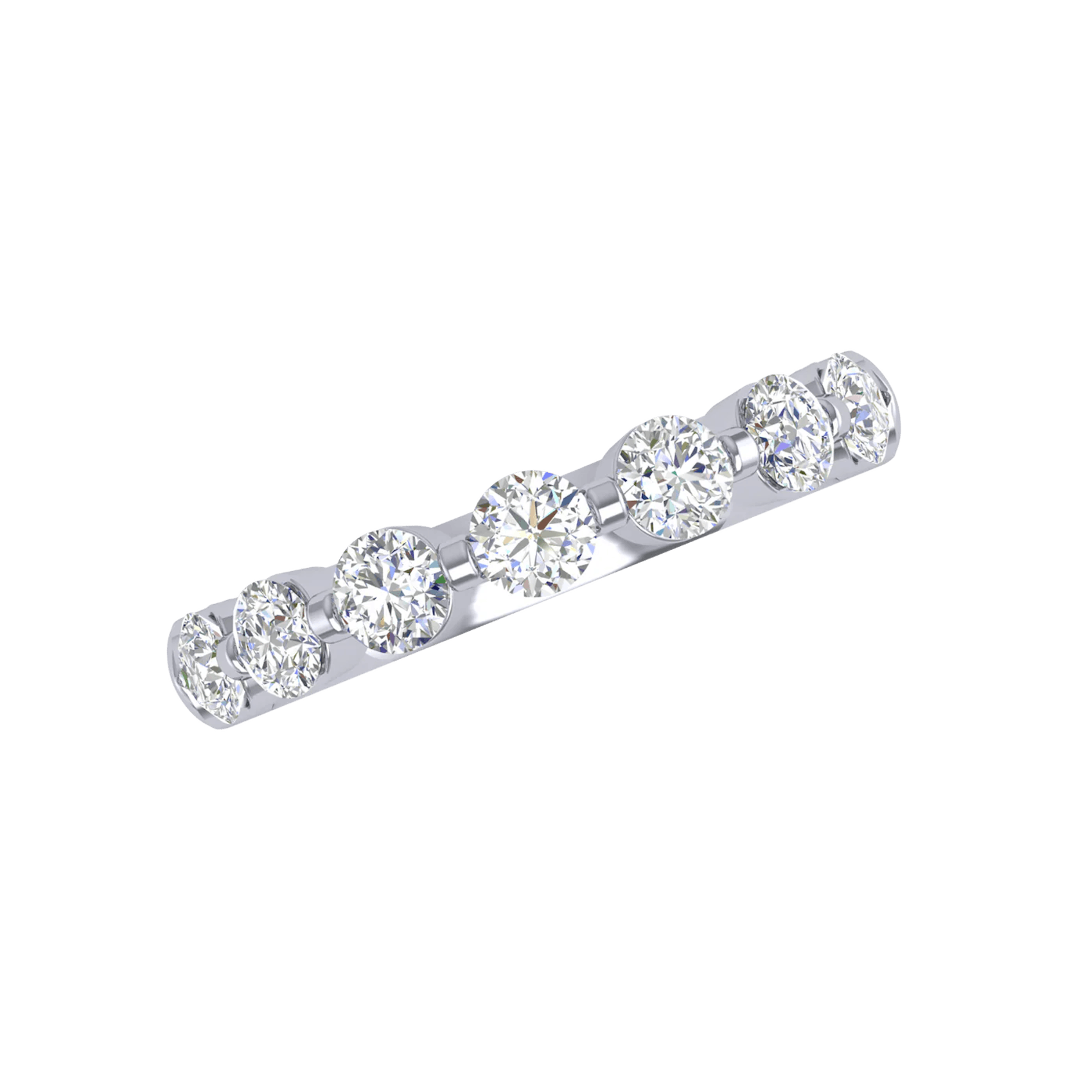 Vertical 18K White Gold Diamond Band