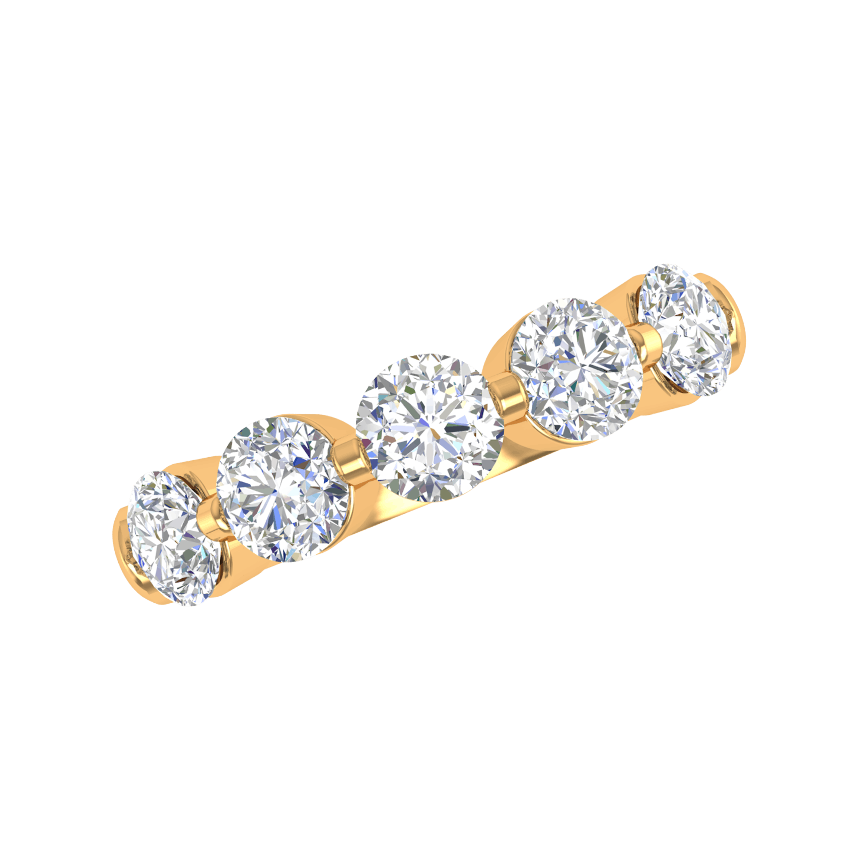 Vertical 18K Yellow Gold Diamond Band