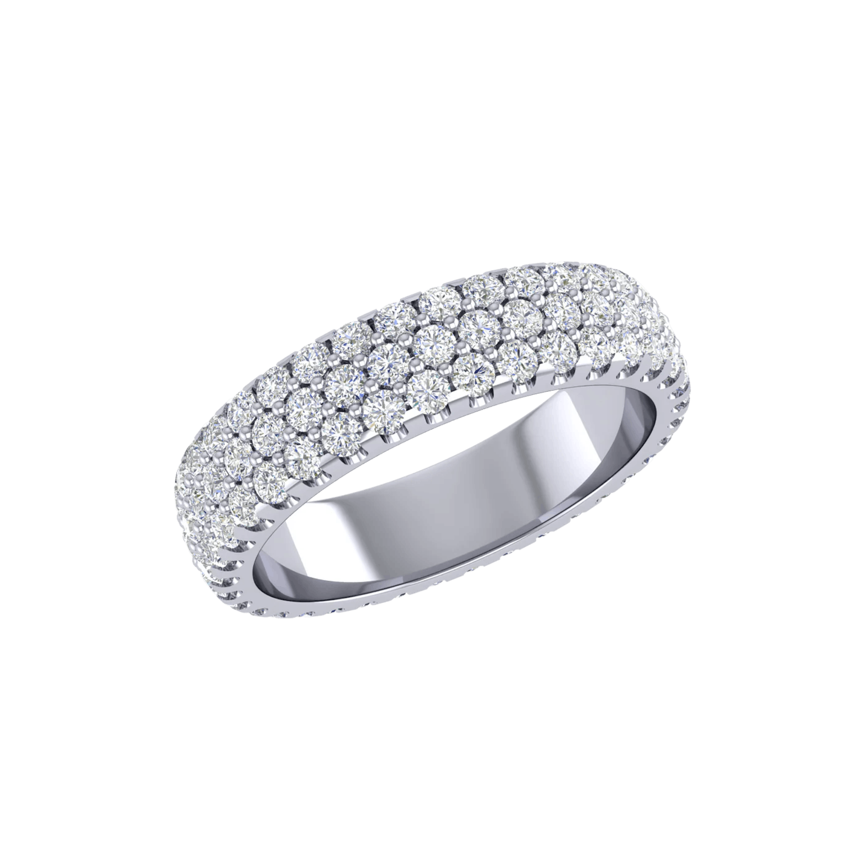 Vertical 18K Yellow Gold Diamond Three Row Band