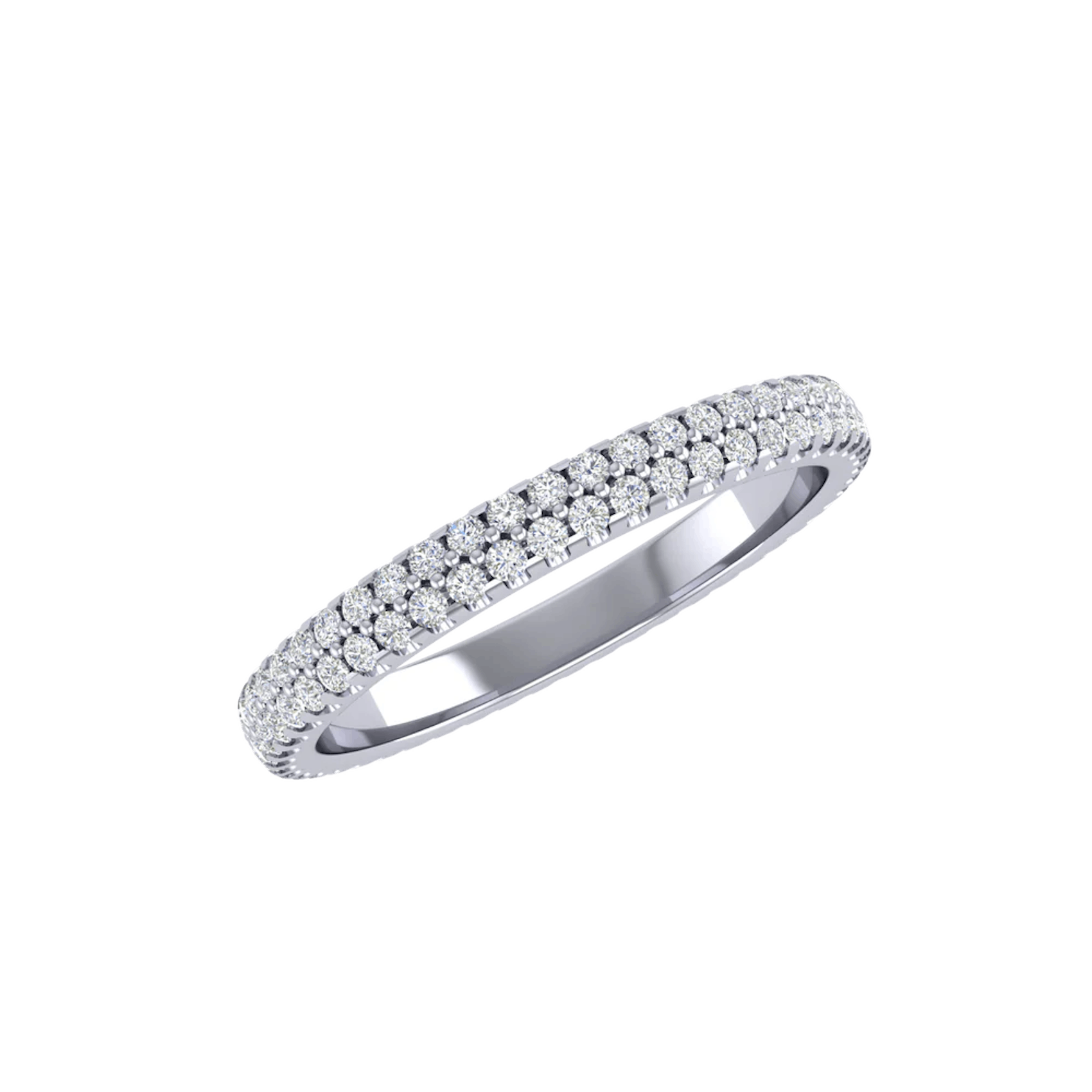 Vertical 18K White Gold Diamond Two Row Band