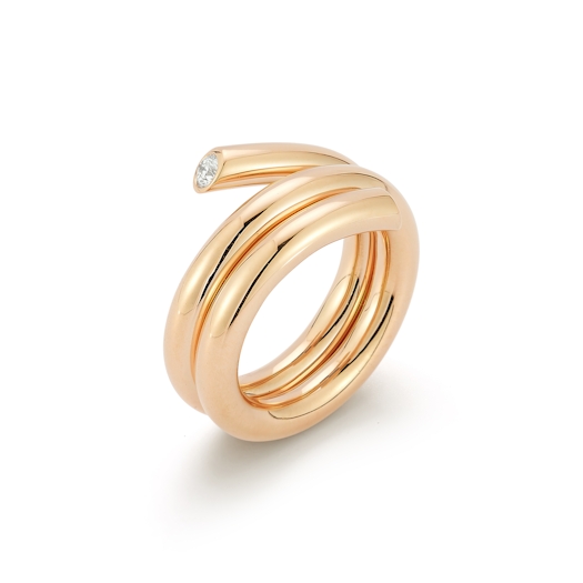 Vertical 18K Rose Gold Thoby Spiral Diamond Ring