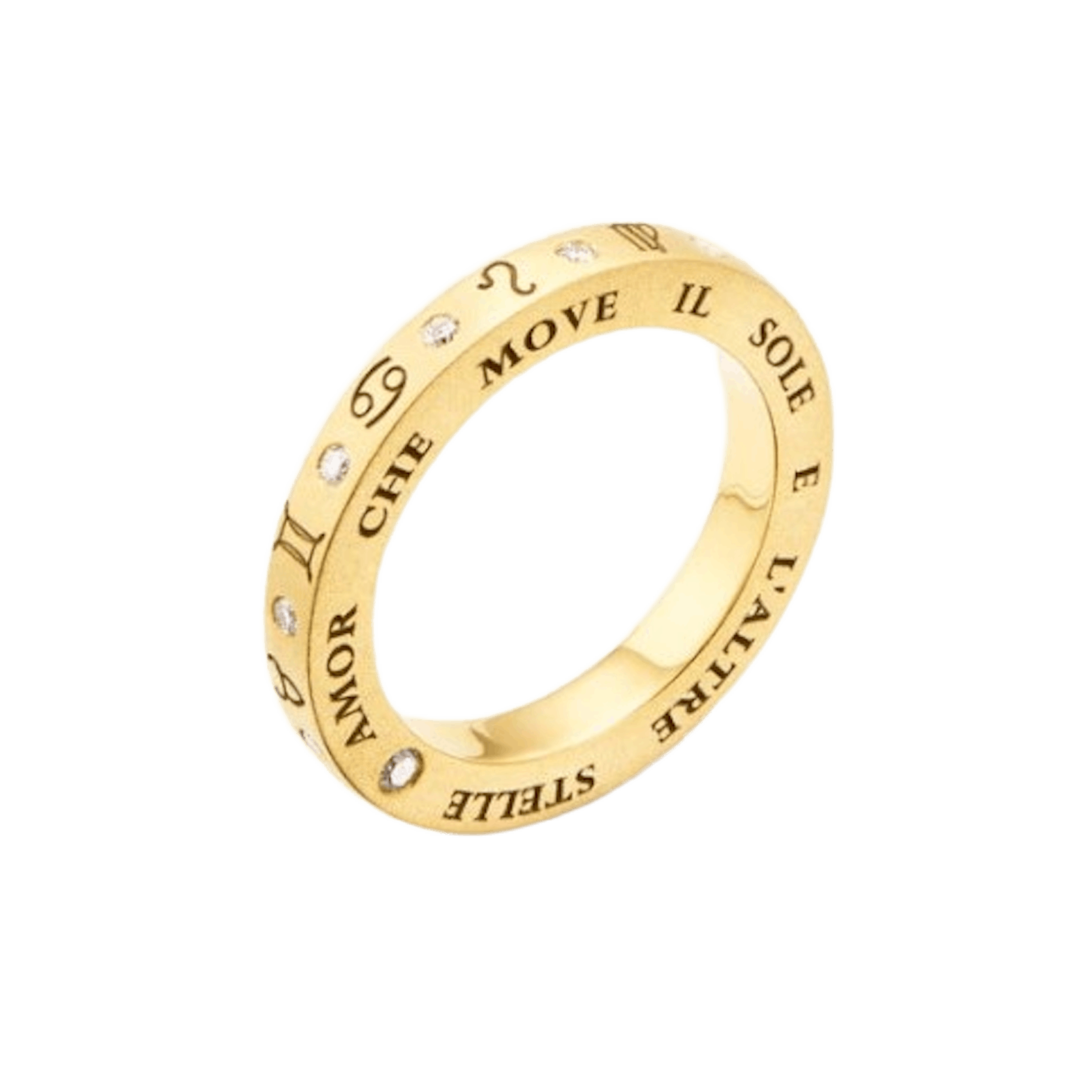 Vertical 18K Yellow Gold Diamond Zodiac Band