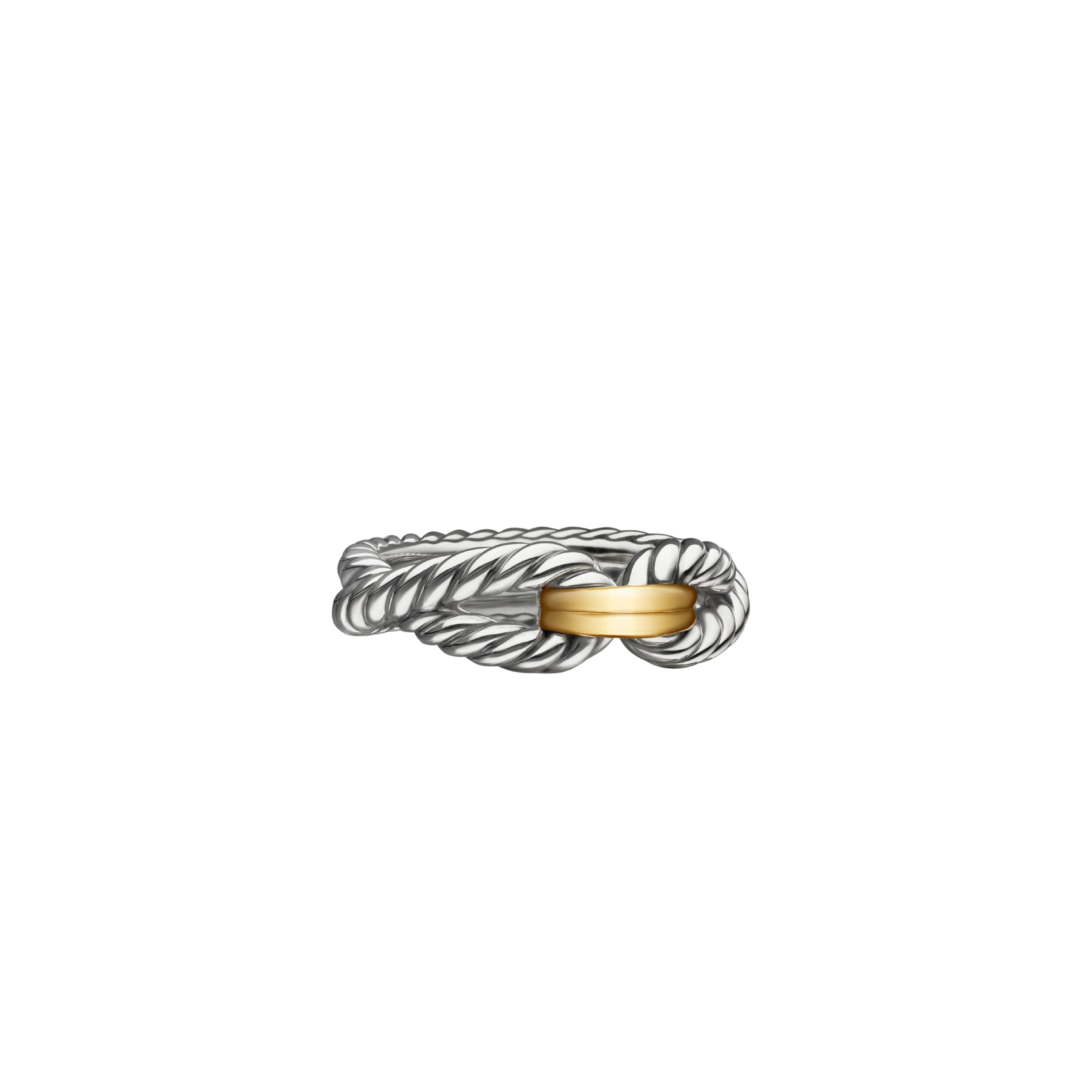 Vertical Cable Loop Band Ring in Sterling Silver with 18K Yellow Gold, 7mm
