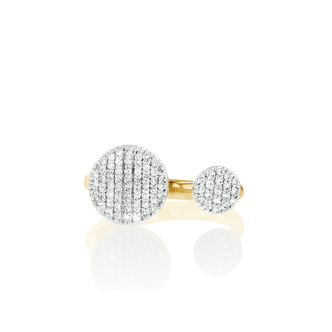 Vertical 14K Yellow Gold Infinity Diamond Double Circle Ring