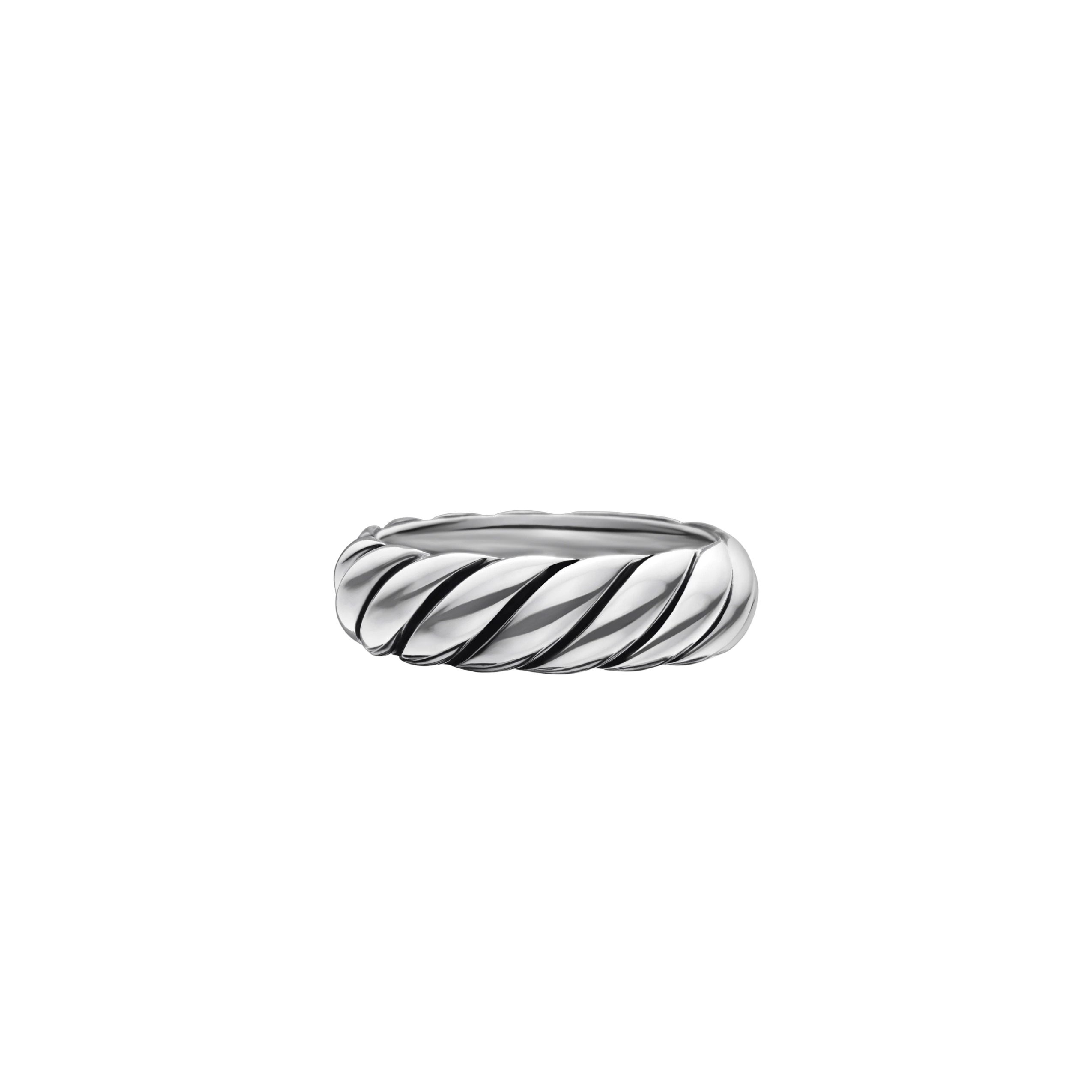 Vertical Sculpted Cable Band RingSterling Silver, 6mm