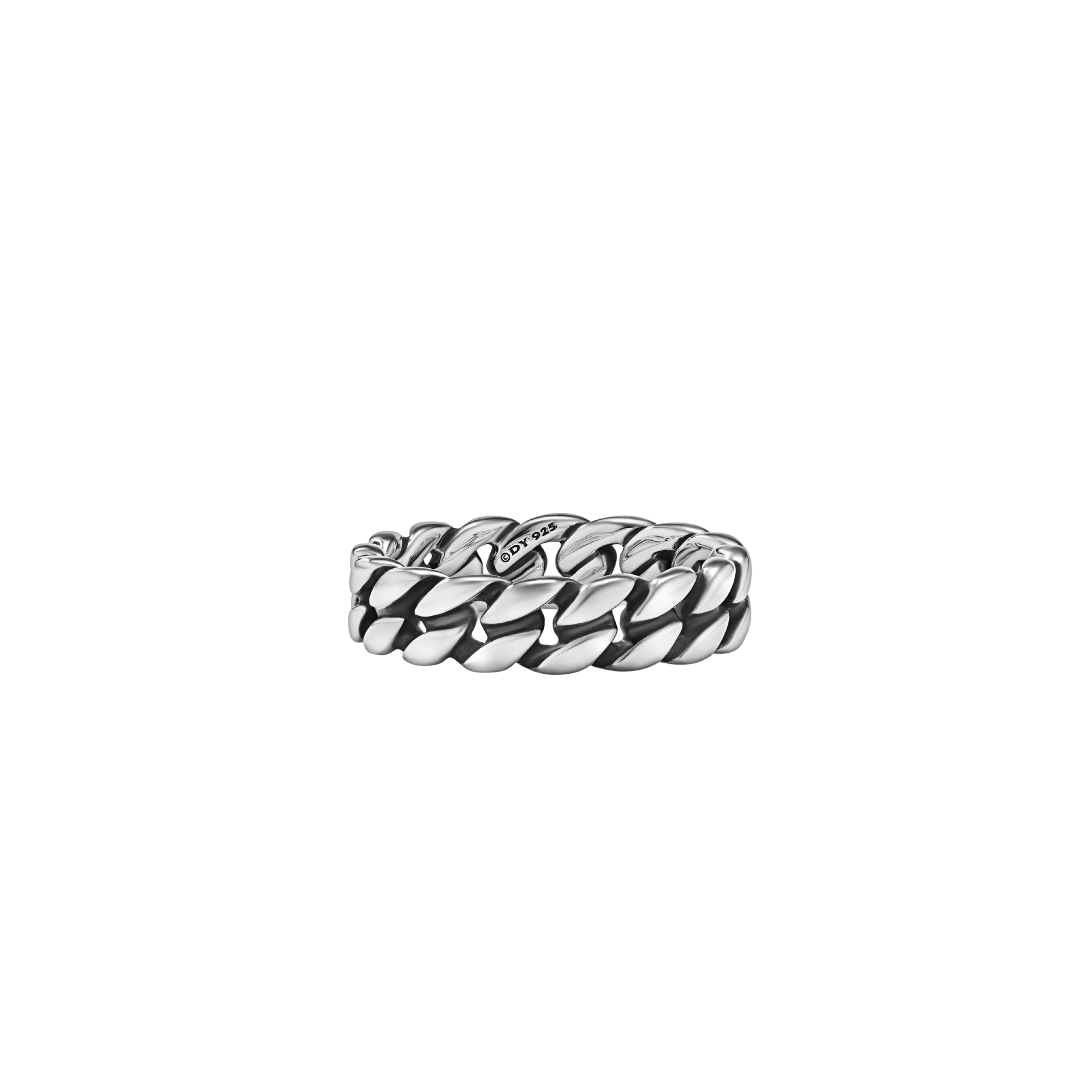 Vertical Curb Chain Band Ring in Sterling Silver, 6mm