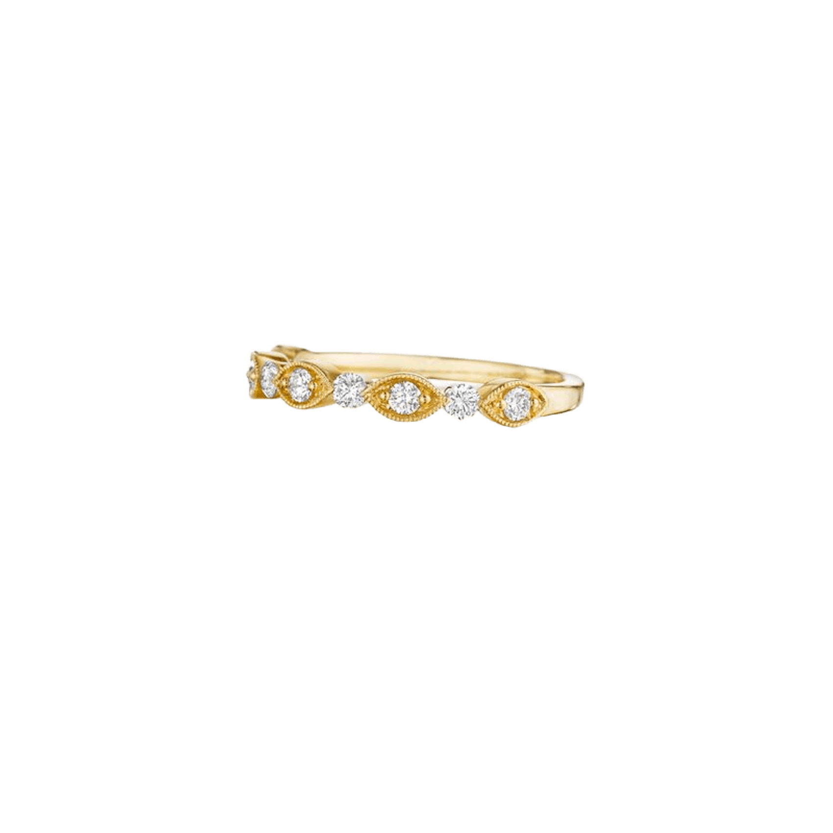 Vertical 18K Yellow Gold Diamond Band