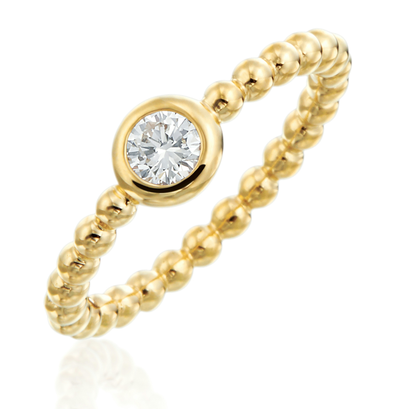 Vertical 18K Yellow Gold Nutmeg 0.22CT Round Diamond Stackable Ring