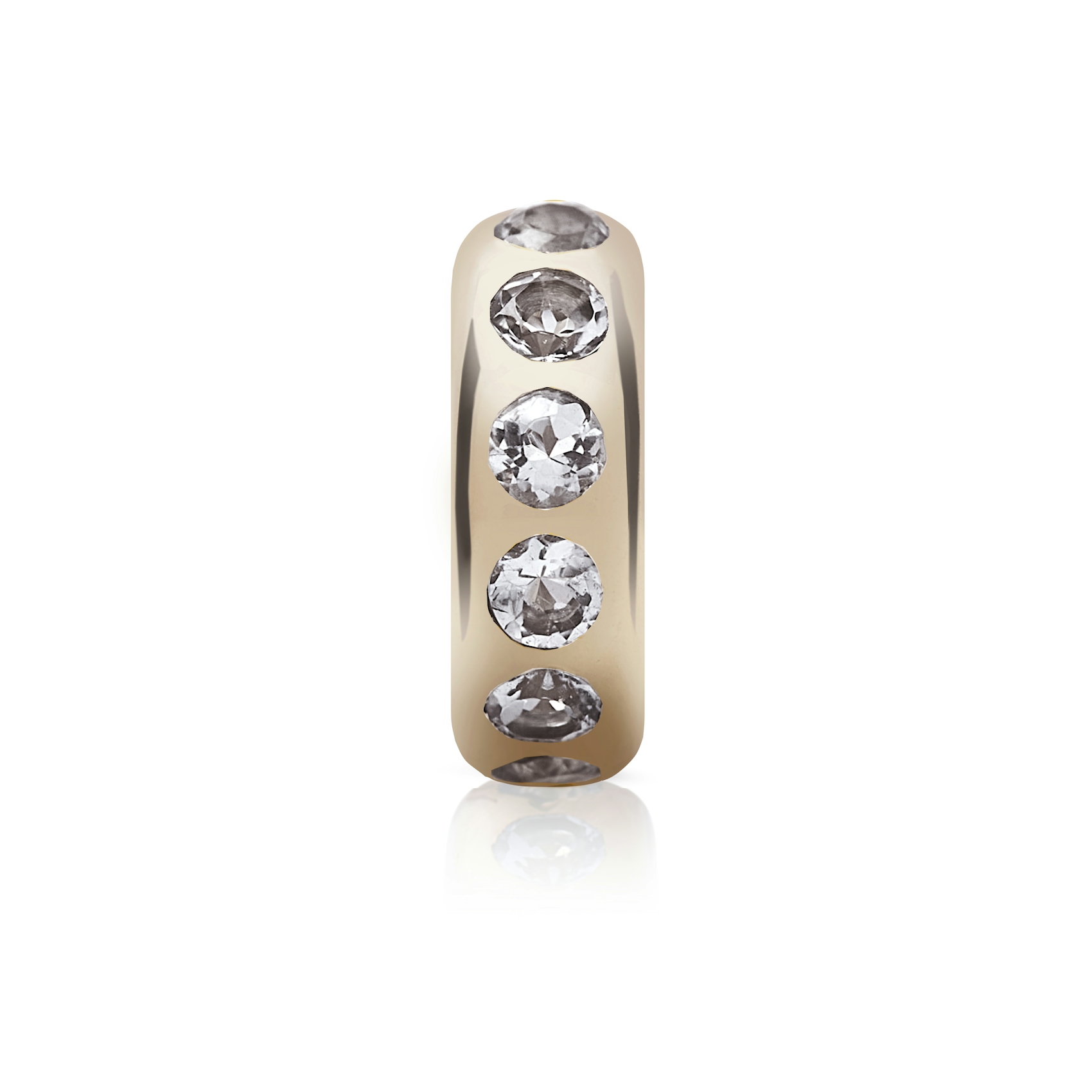 Vertical 14K Yellow Gold Story Beads Diamond Small