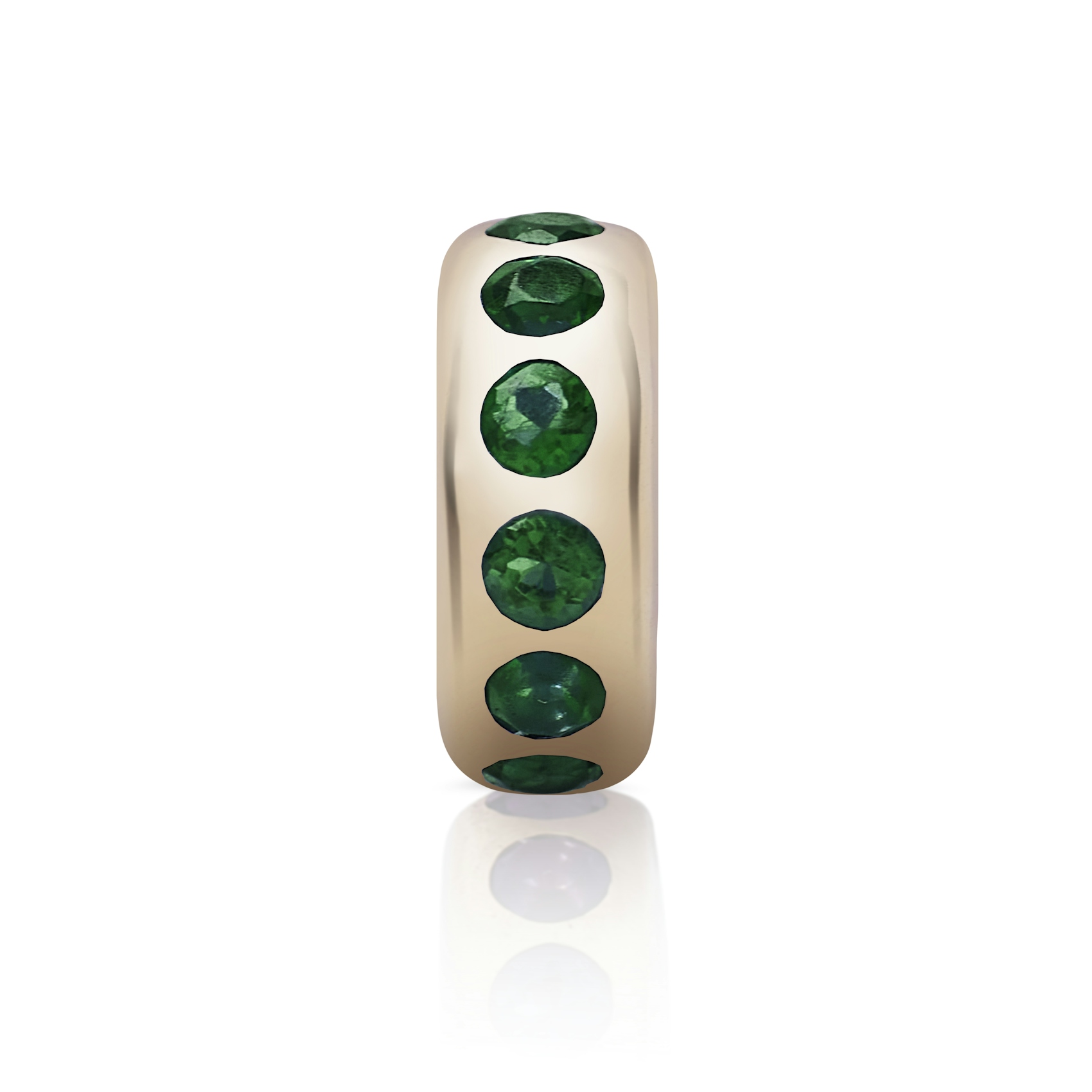Vertical 14K Yellow Gold Story Beads Emerald Small Bead Pendant