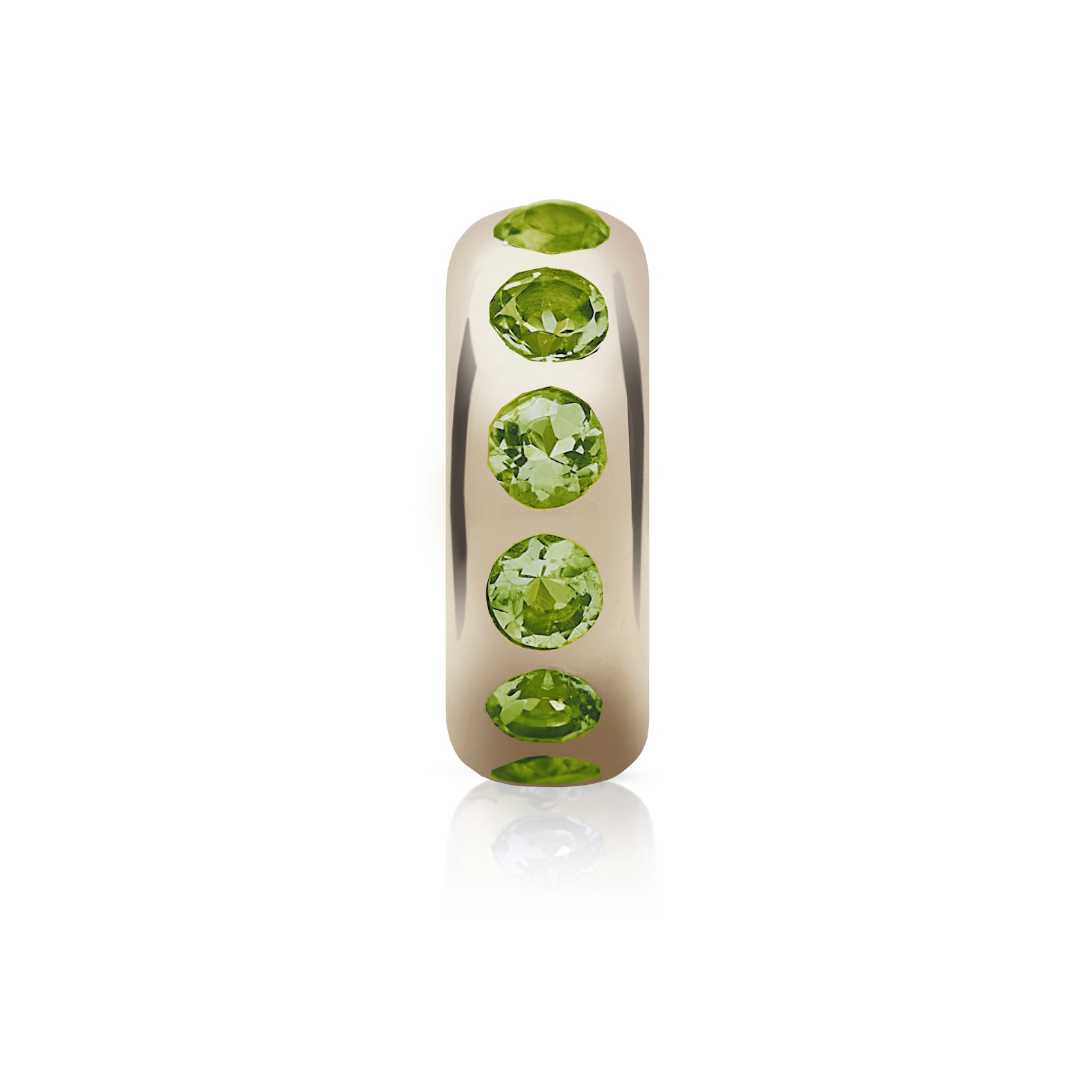Vertical 14K Yellow Gold Story Beads Peridot Small Bead Pendant