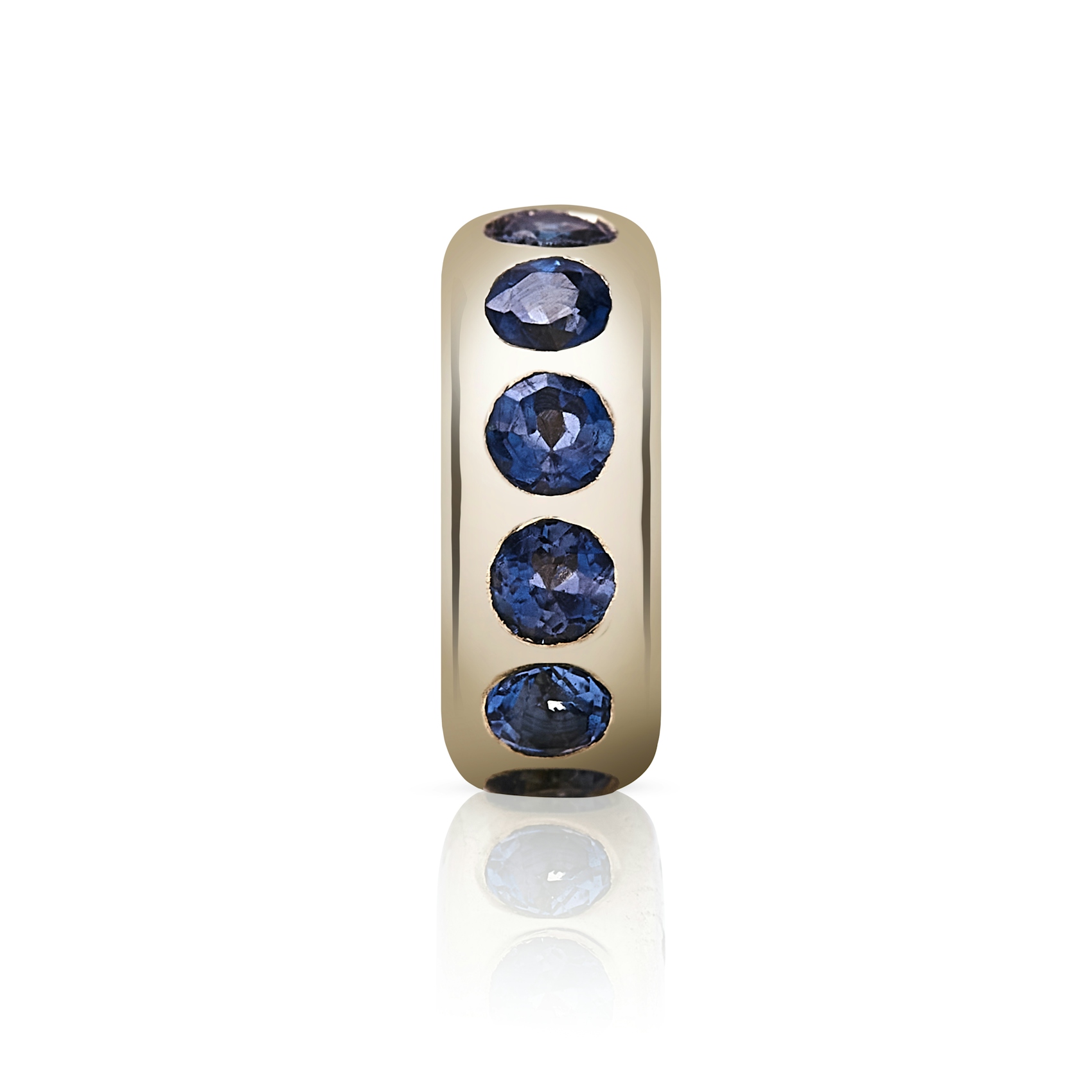 Vertical 14K Yellow Gold Story Beads Blue Sapphire Small Bead Pendant
