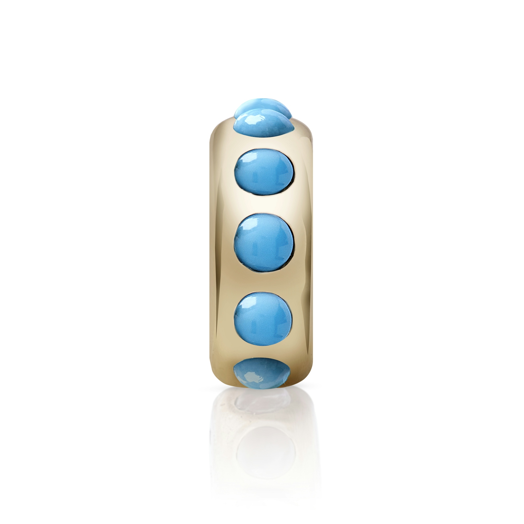 Vertical 14K Yellow Gold Story Beads Turquoise Small Bead Pendant