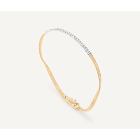 Vertical 18K Yellow Gold/White Gold Marrakech Diamond Hand Twisted Bangle
