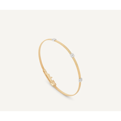 Vertical 18K Yellow and White Gold Masai Diamond Bangle