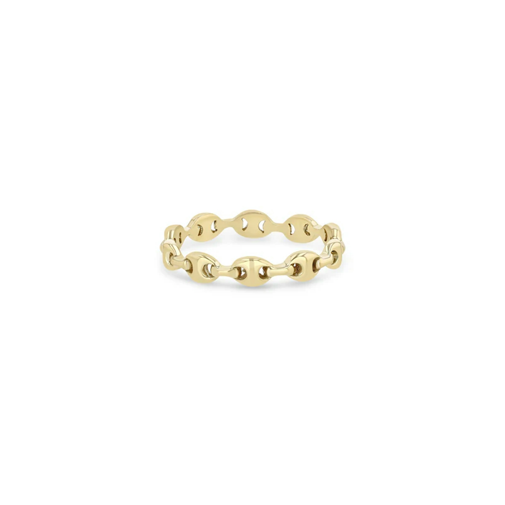 Vertical 14K Yellow Gold Puffed Mariner Solid Link Ring