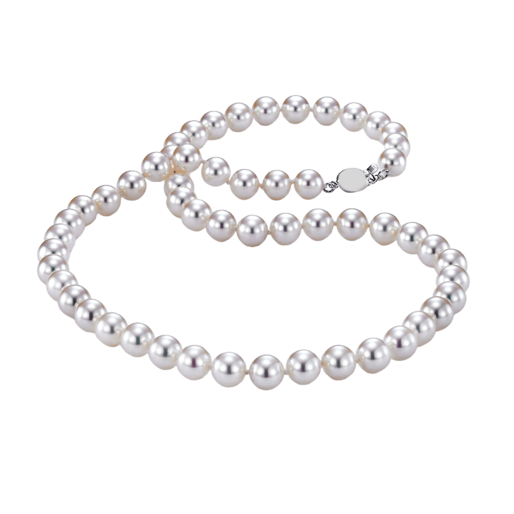 Vertical 18K White Gold 6-6.5MM A Akoya Pearl Strand Necklace