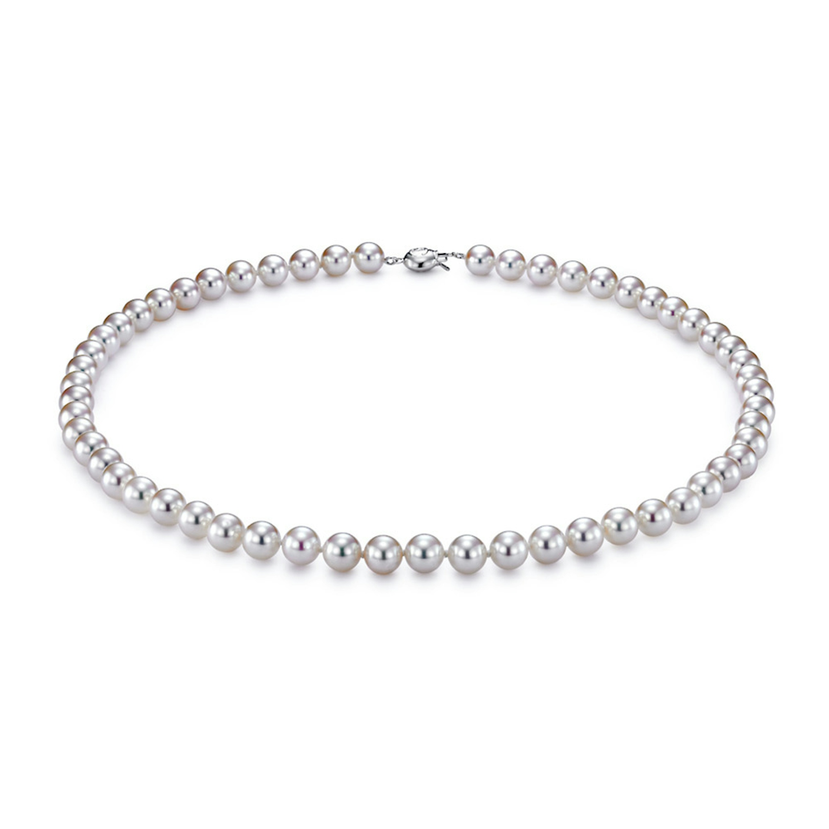 Vertical 18K White Gold 7-7.5MM A Akoya Pearl Strand Necklace
