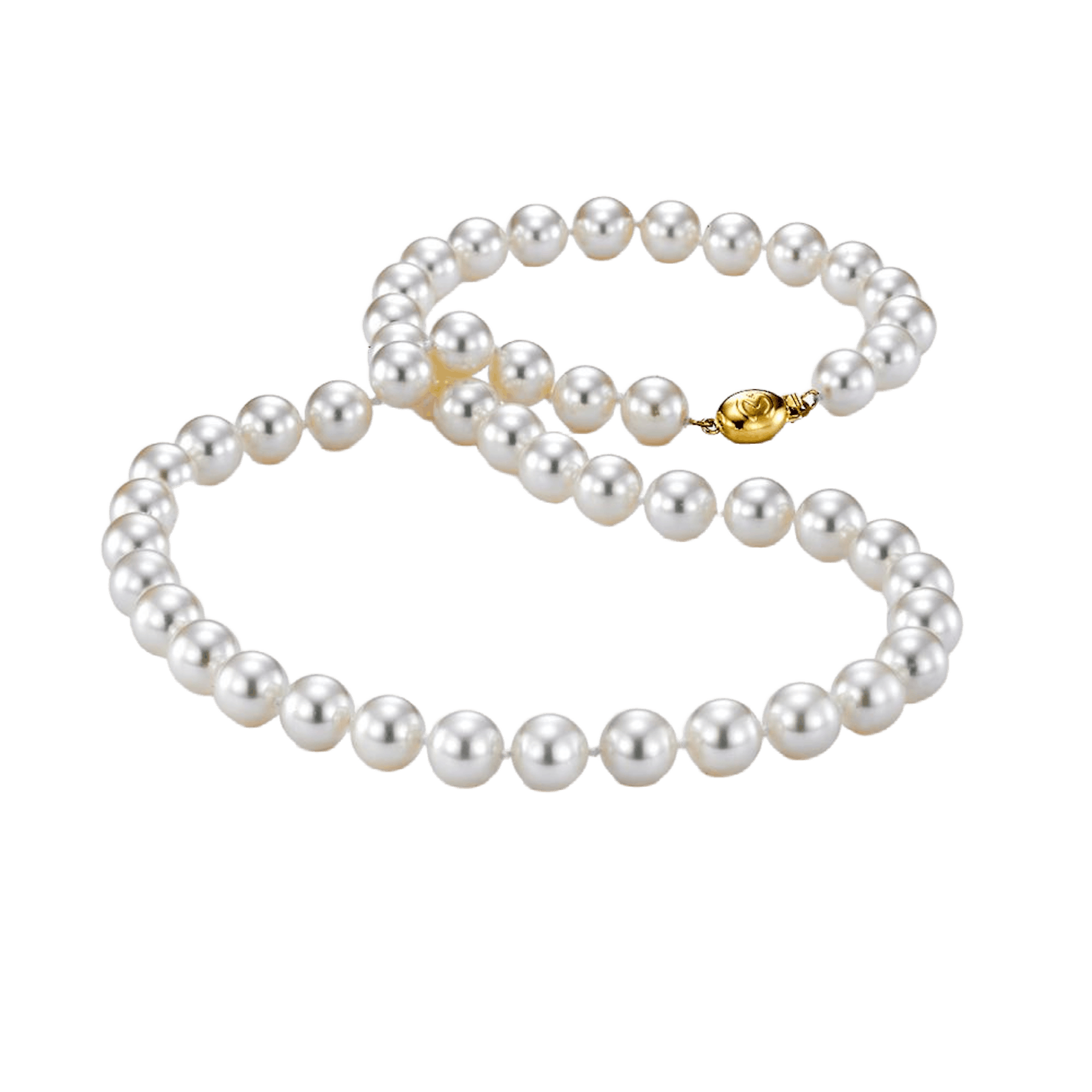 Vertical 18K White Gold 8-8.5MM A Akoya Pearl Strand Necklace