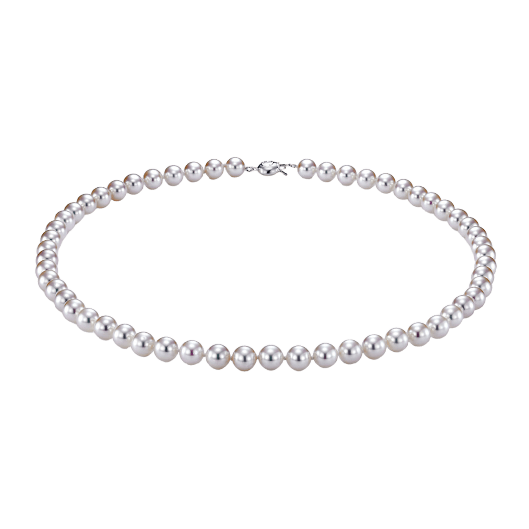 Vertical 18K White Gold 6.5-7MM AA Akoya Pearl Strand Necklace
