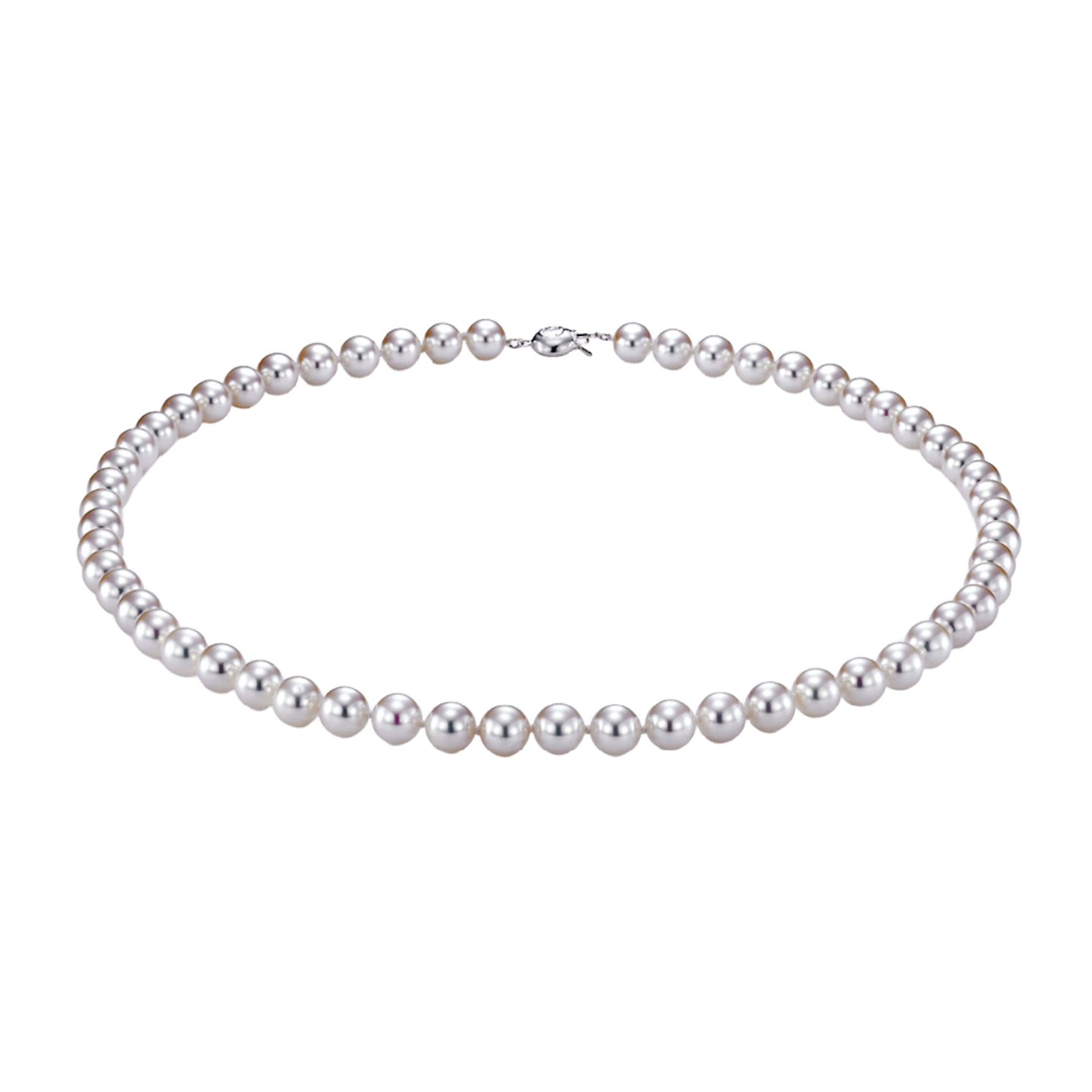 Vertical 18K White Gold 7.5-8MM AA Akoya Pearl Strand Necklace