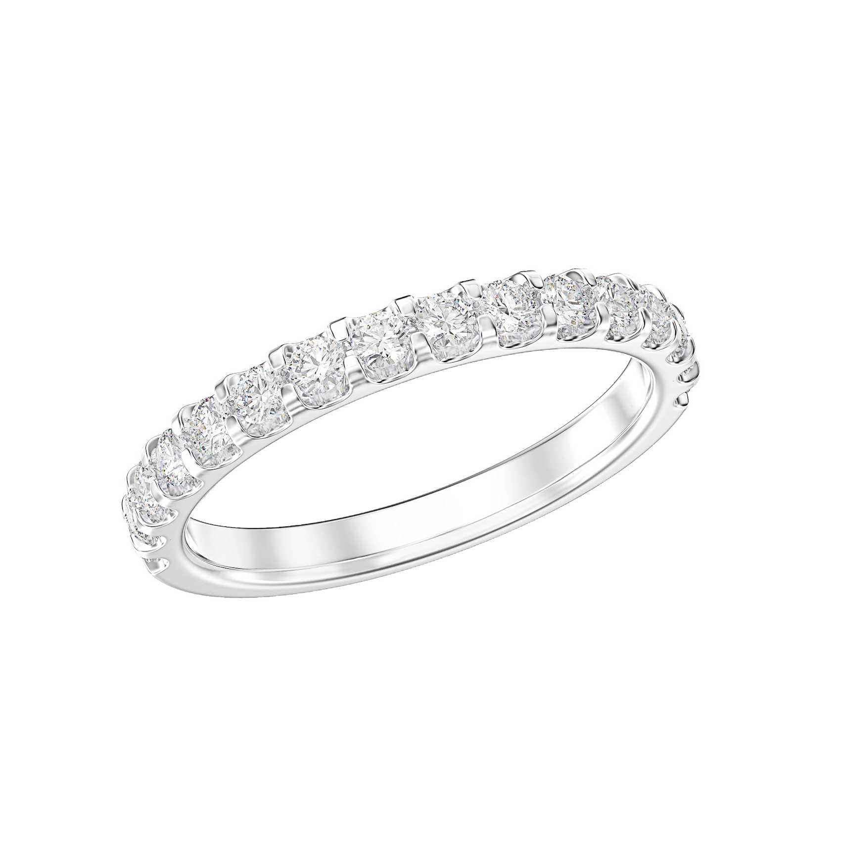 Vertical 18K White Gold Diamond Band