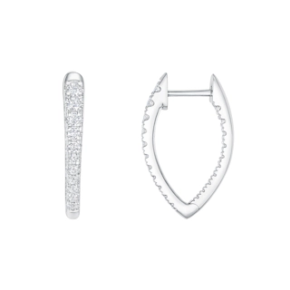 Vertical 18K White Gold Diamond Hoop Earrings