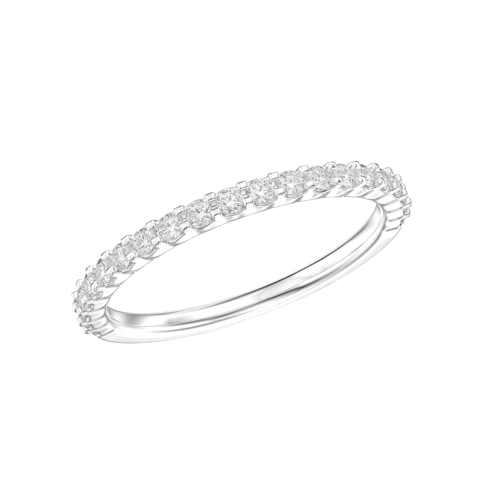 Vertical 18K White Gold Diamond Band