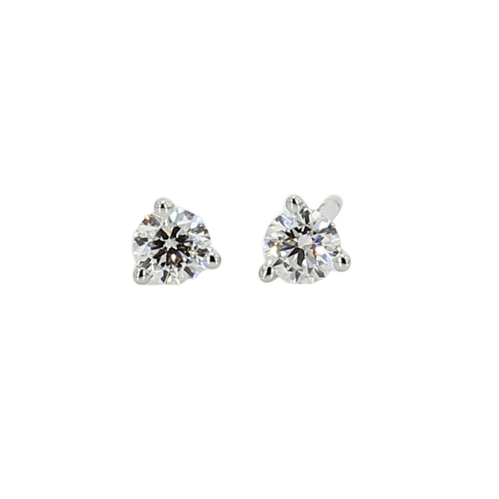Vertical 18K White Gold Diamond Stud Earrings