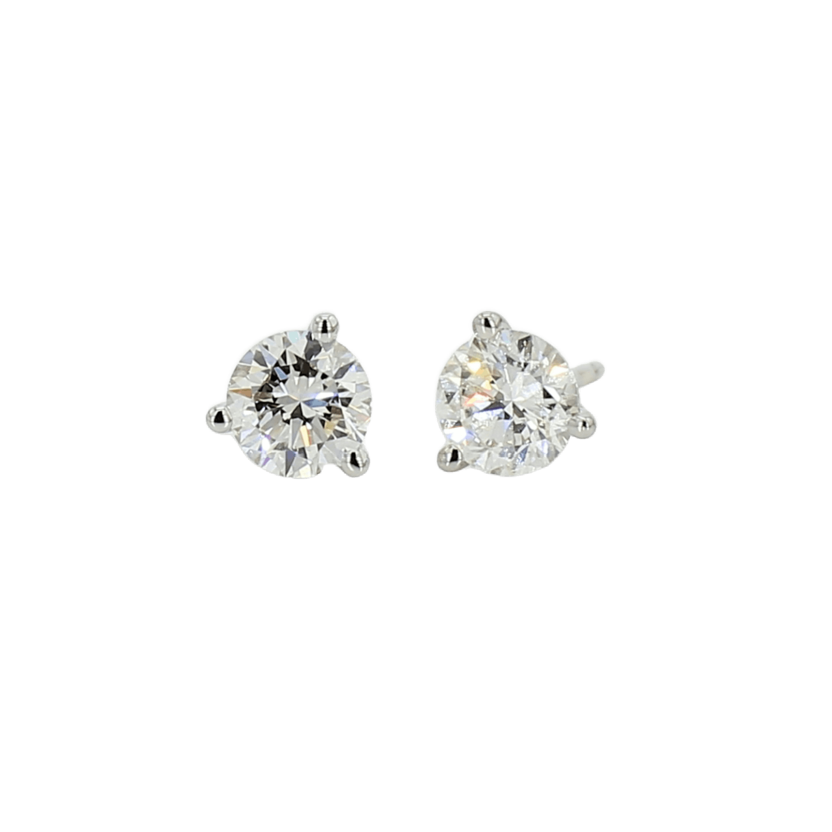 Vertical 18K White Gold Diamond Stud Earrings