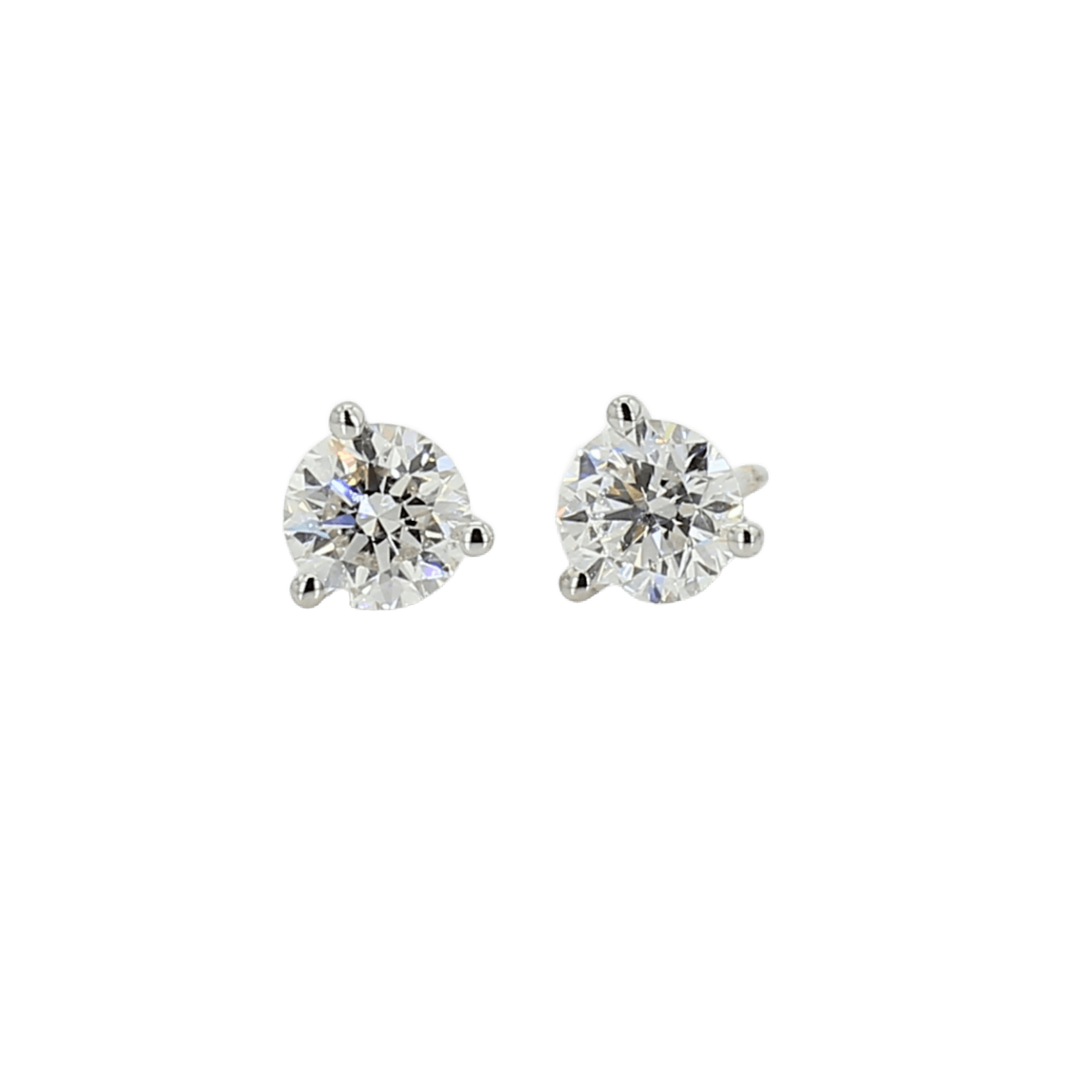 Vertical 18K White Gold Diamond Stud Earrings