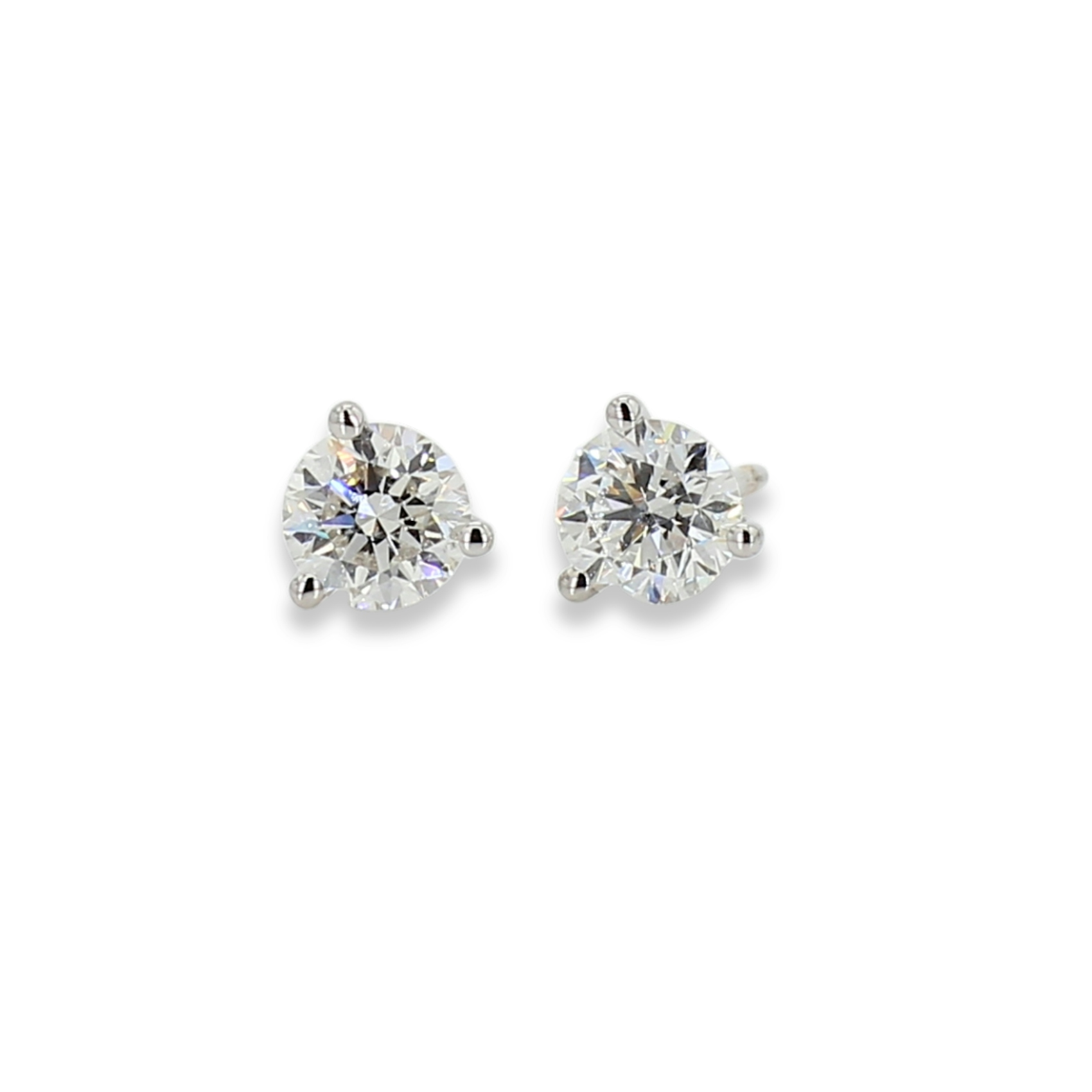 Vertical 18K White Gold Diamond Stud Earrings