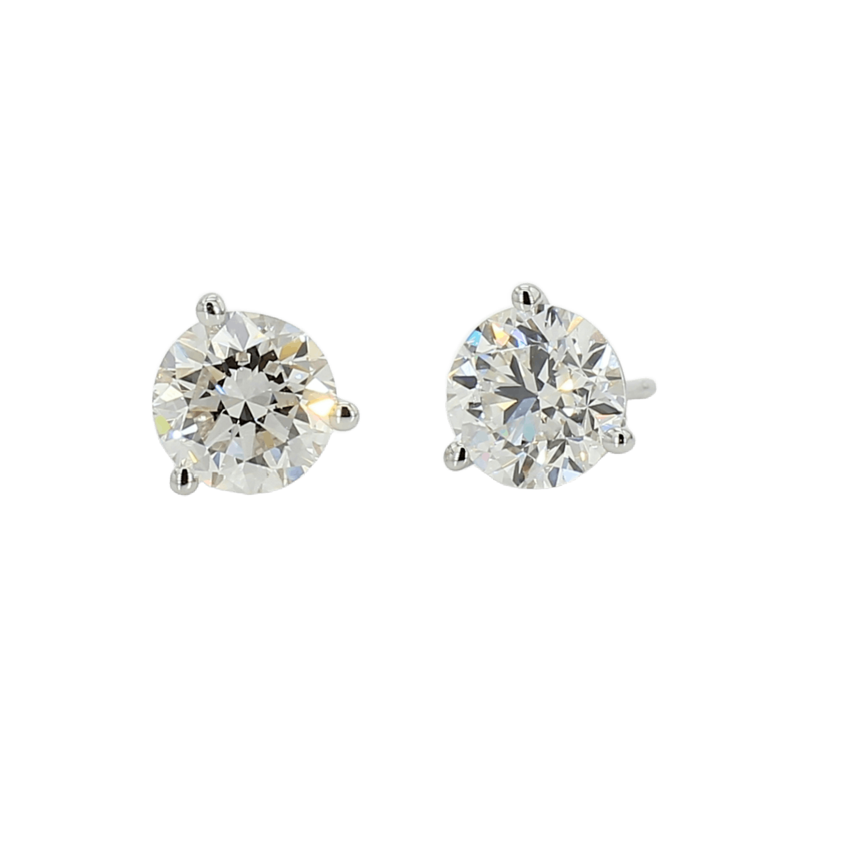 Vertical 18K White Gold Diamond Stud Earrings