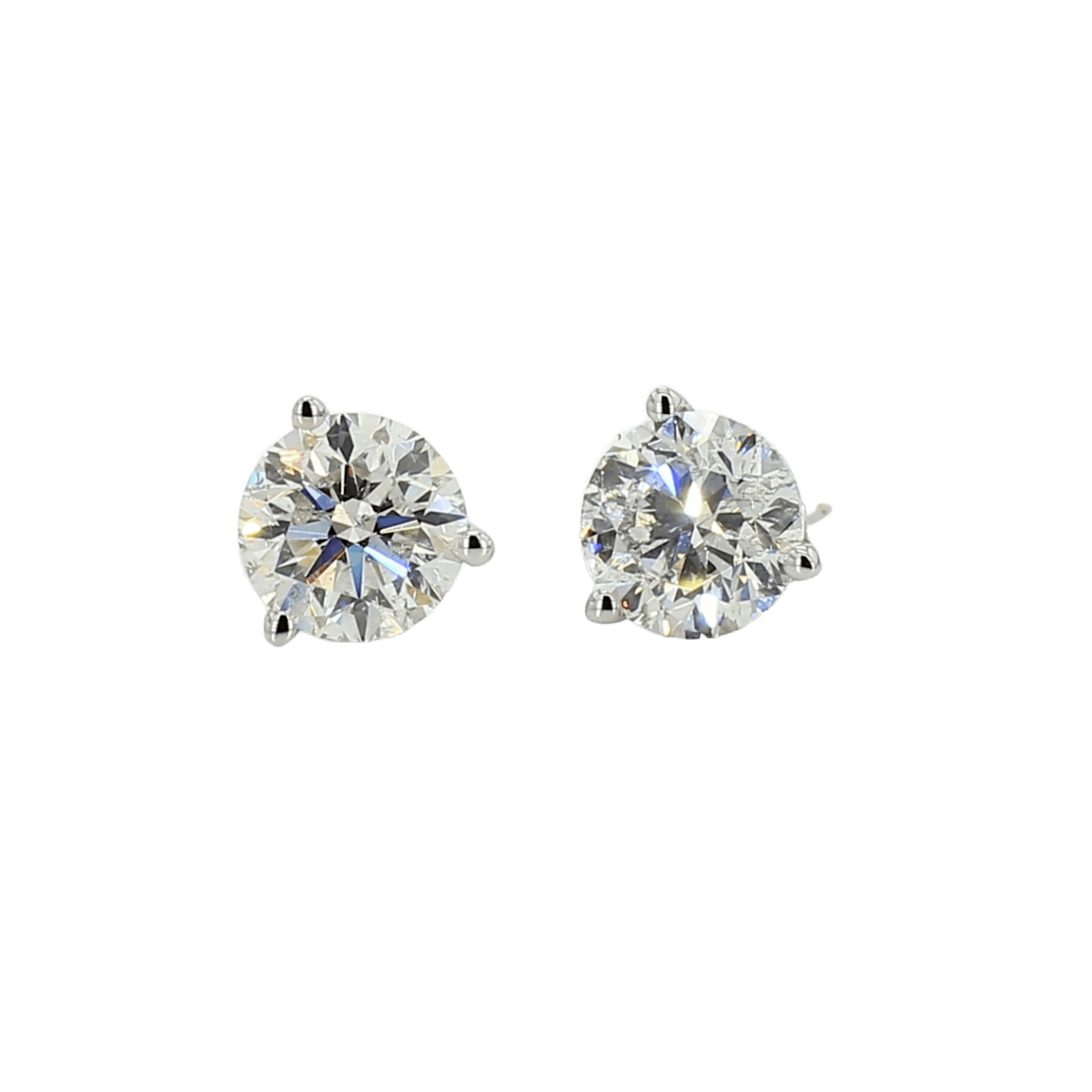 Vertical 18K White Gold Diamond Stud Earrings