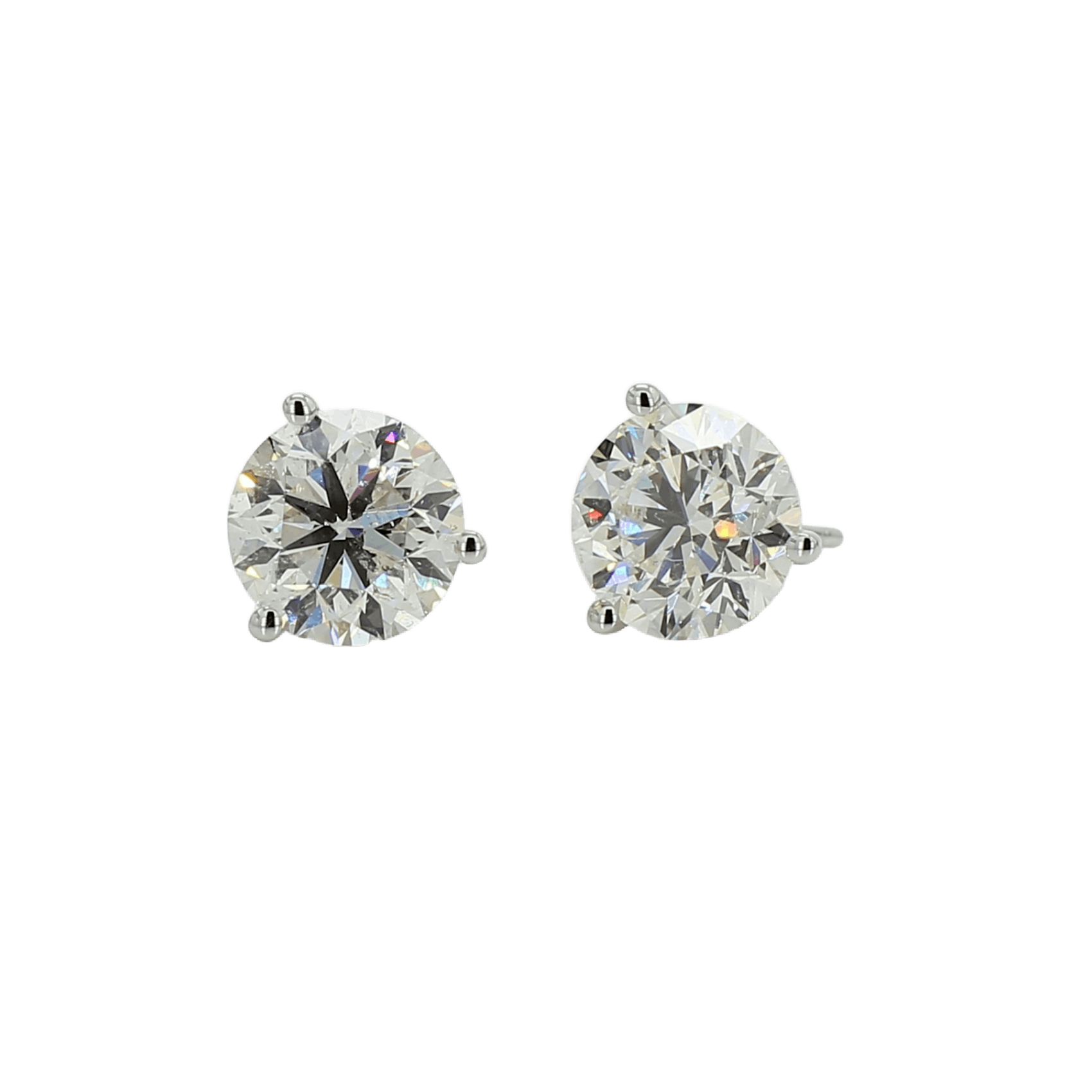 Vertical 18K White Gold Diamond Stud Earrings