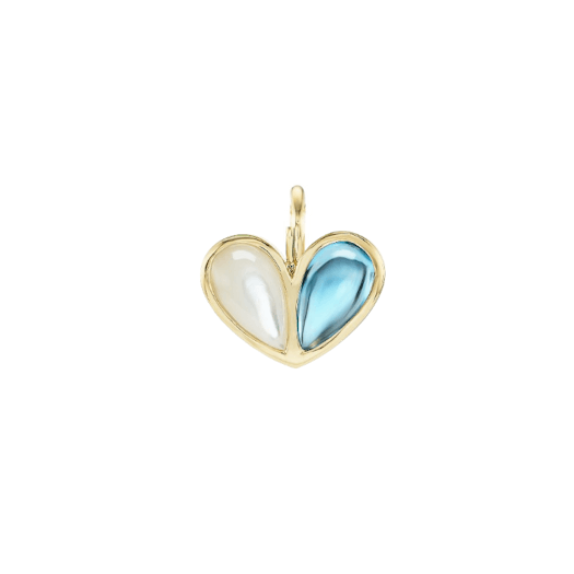 Vertical 18K Yellow Gold Sweetheart Mother of Pearl and Blue Topaz Jumbo Charm
