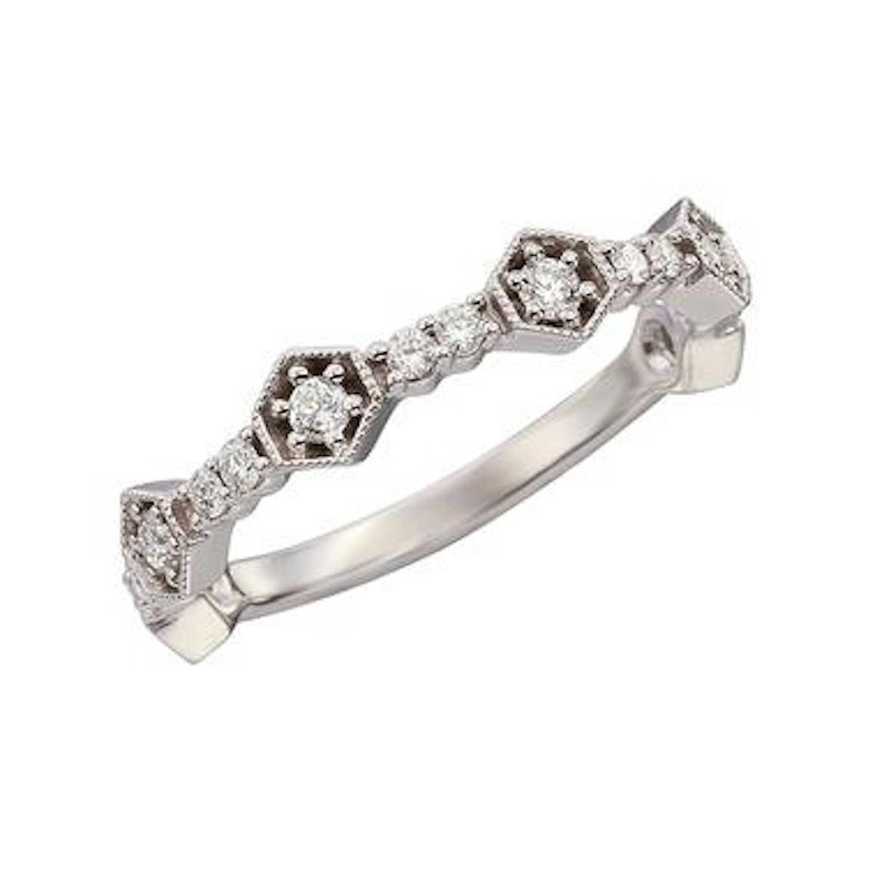 Vertical 18K White Gold Diamond Band