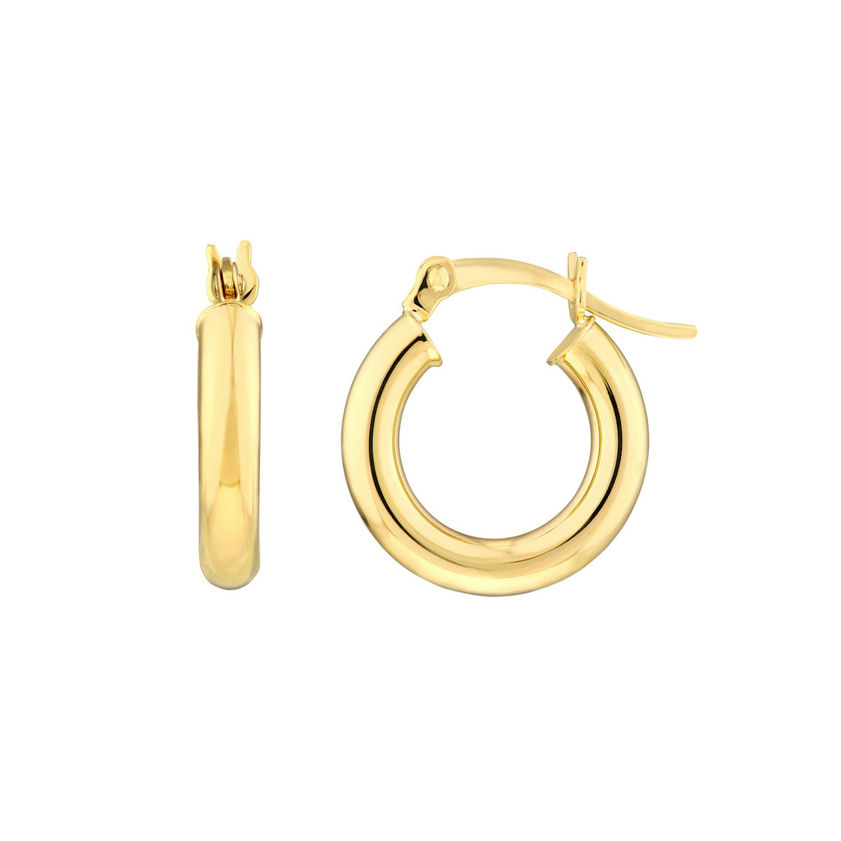 Vertical 14K Yellow Gold 3x15mm Tube Hoop Earrings