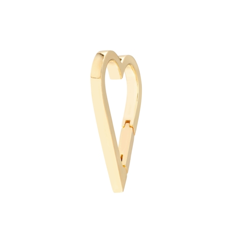 Vertical 14K Yellow Gold Open Heart Charm Lock