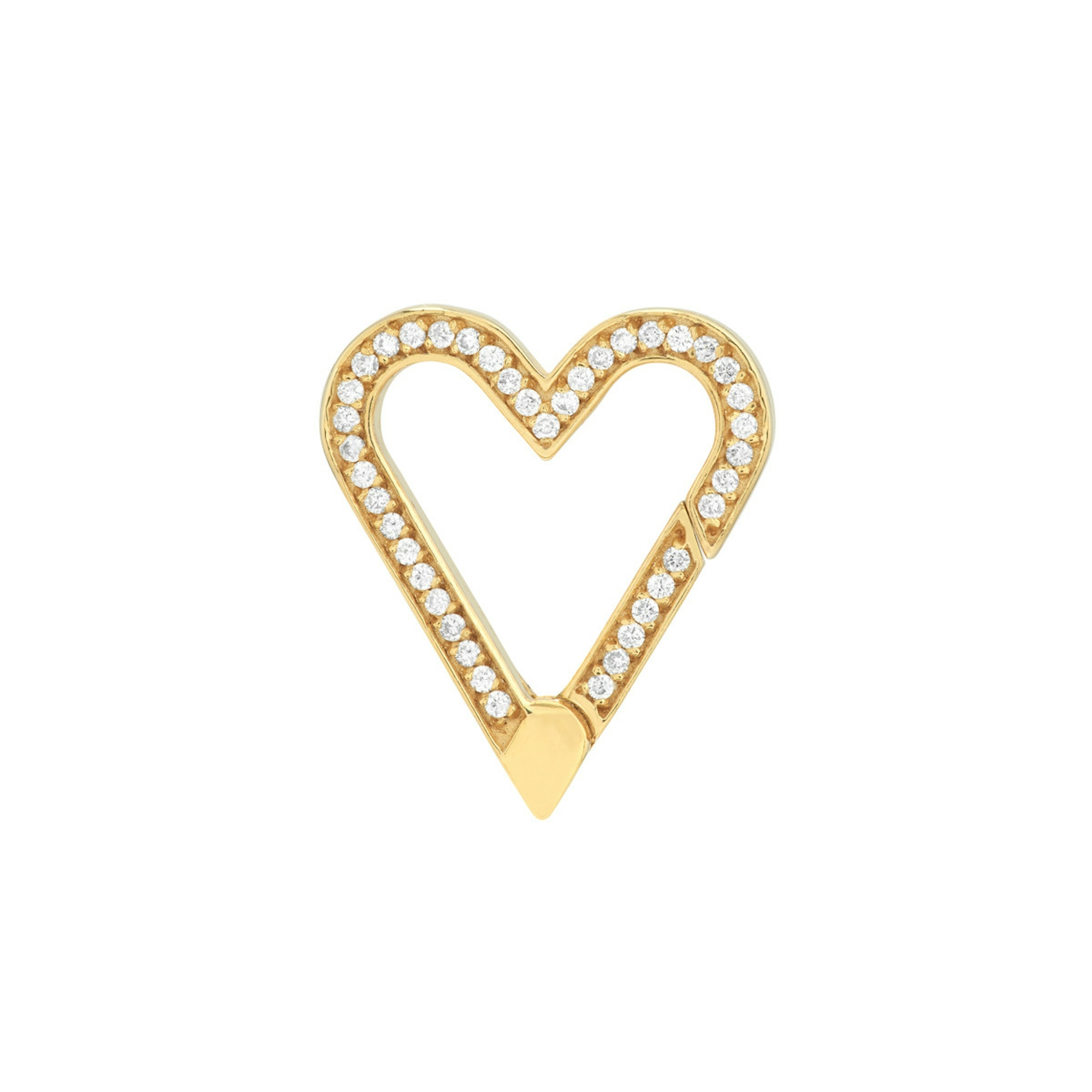 Vertical 14K Yellow Gold Diamond Heart Charm Lock