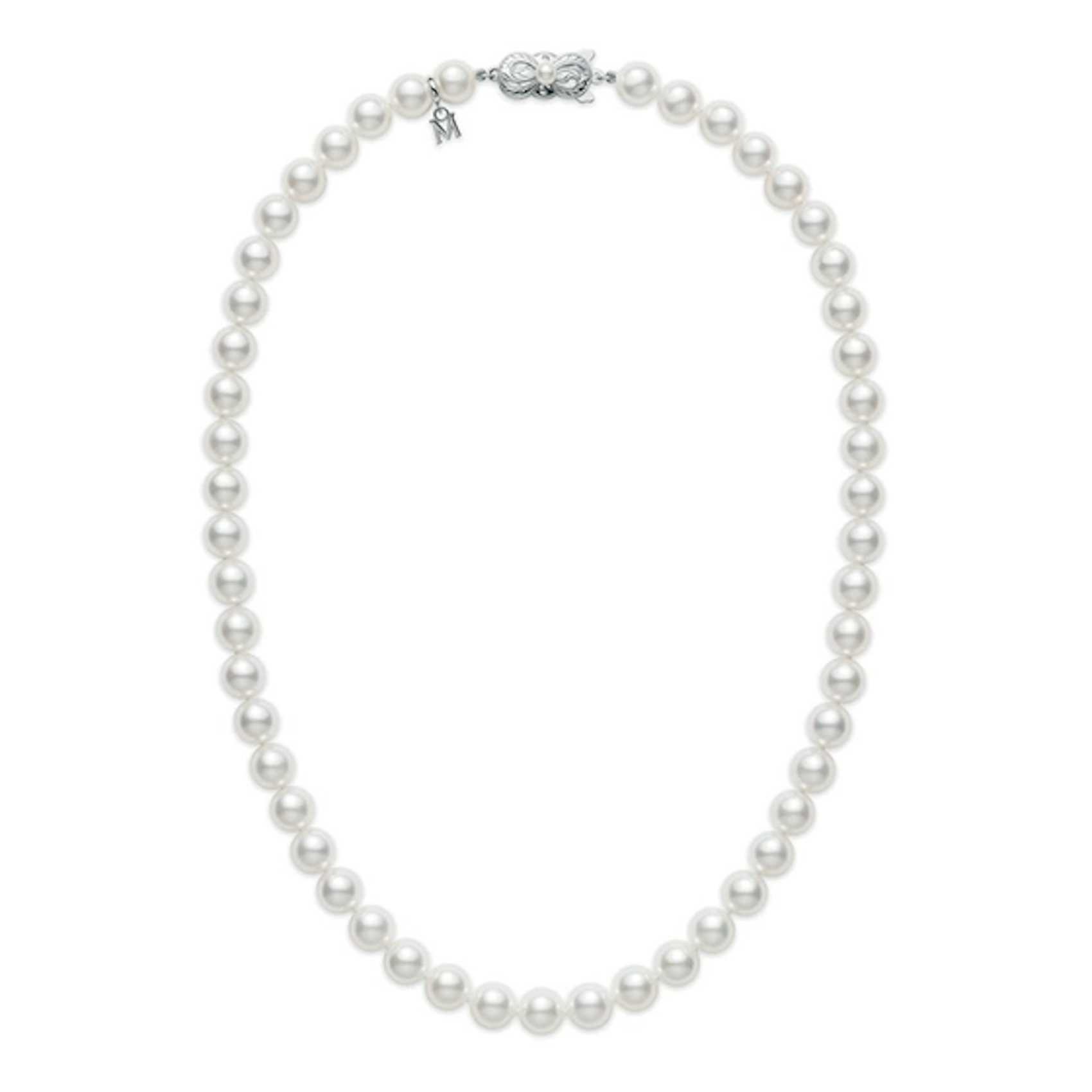 Vertical 18K White Gold 6-6.5MM A Akoya Pearl Necklace