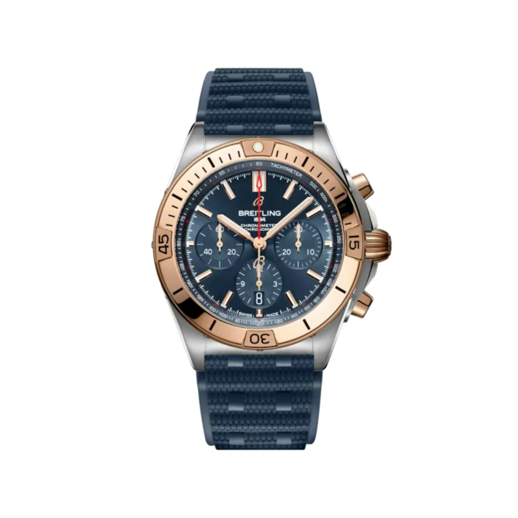 Vertical Chronomat B01 42 8k red gold