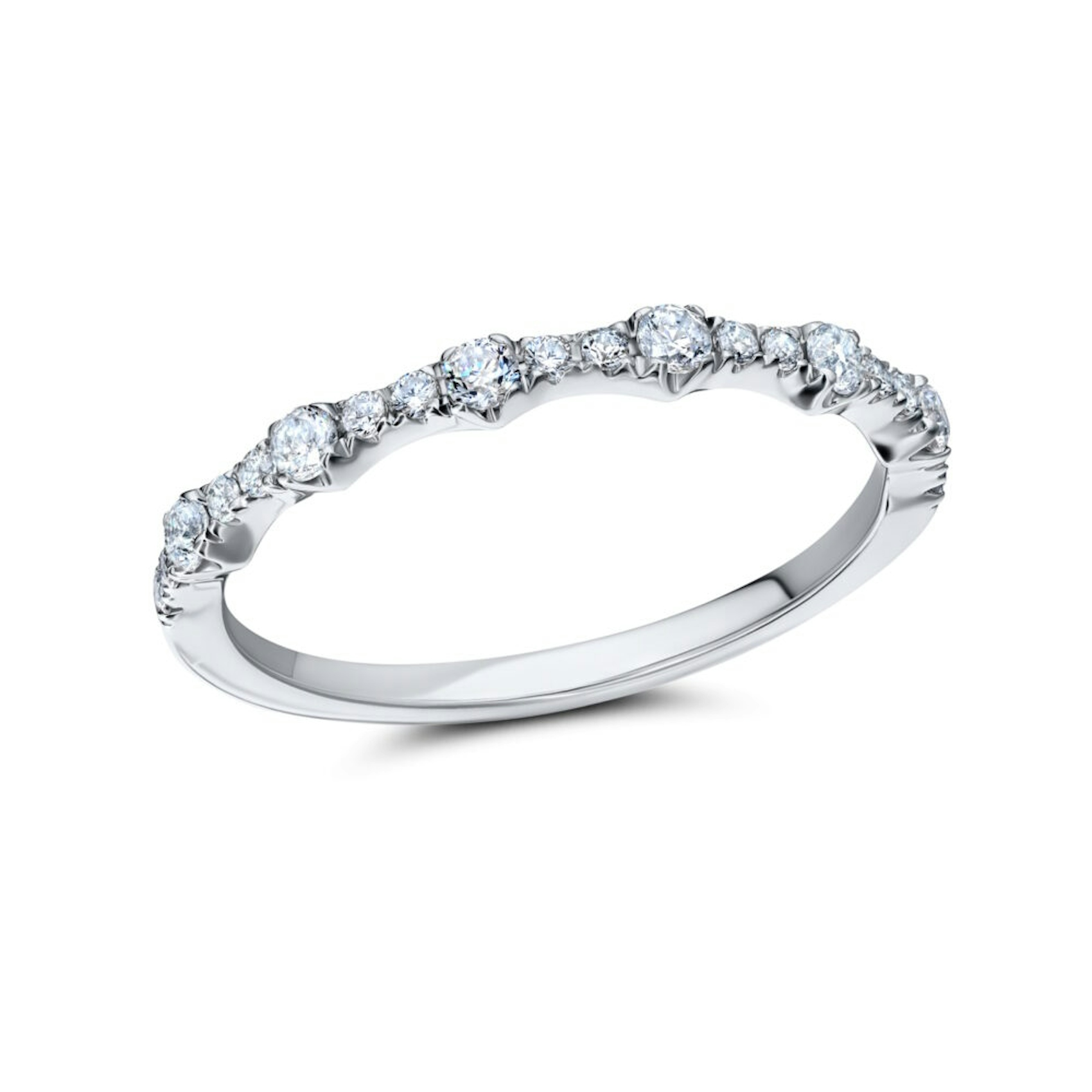 Vertical 14K White Gold Diamond Band
